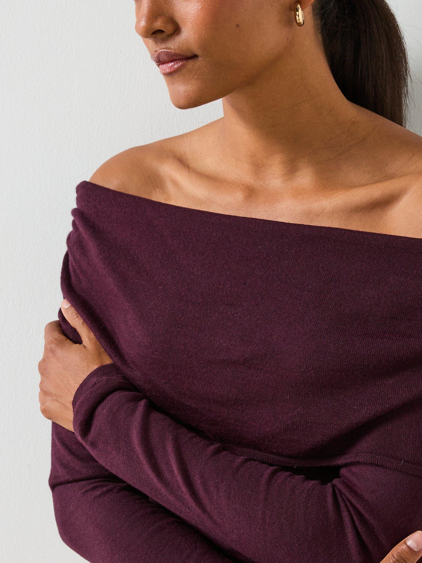 Image 5 of 6 of Mango Fitted Jumper With Draped Neckline - Red