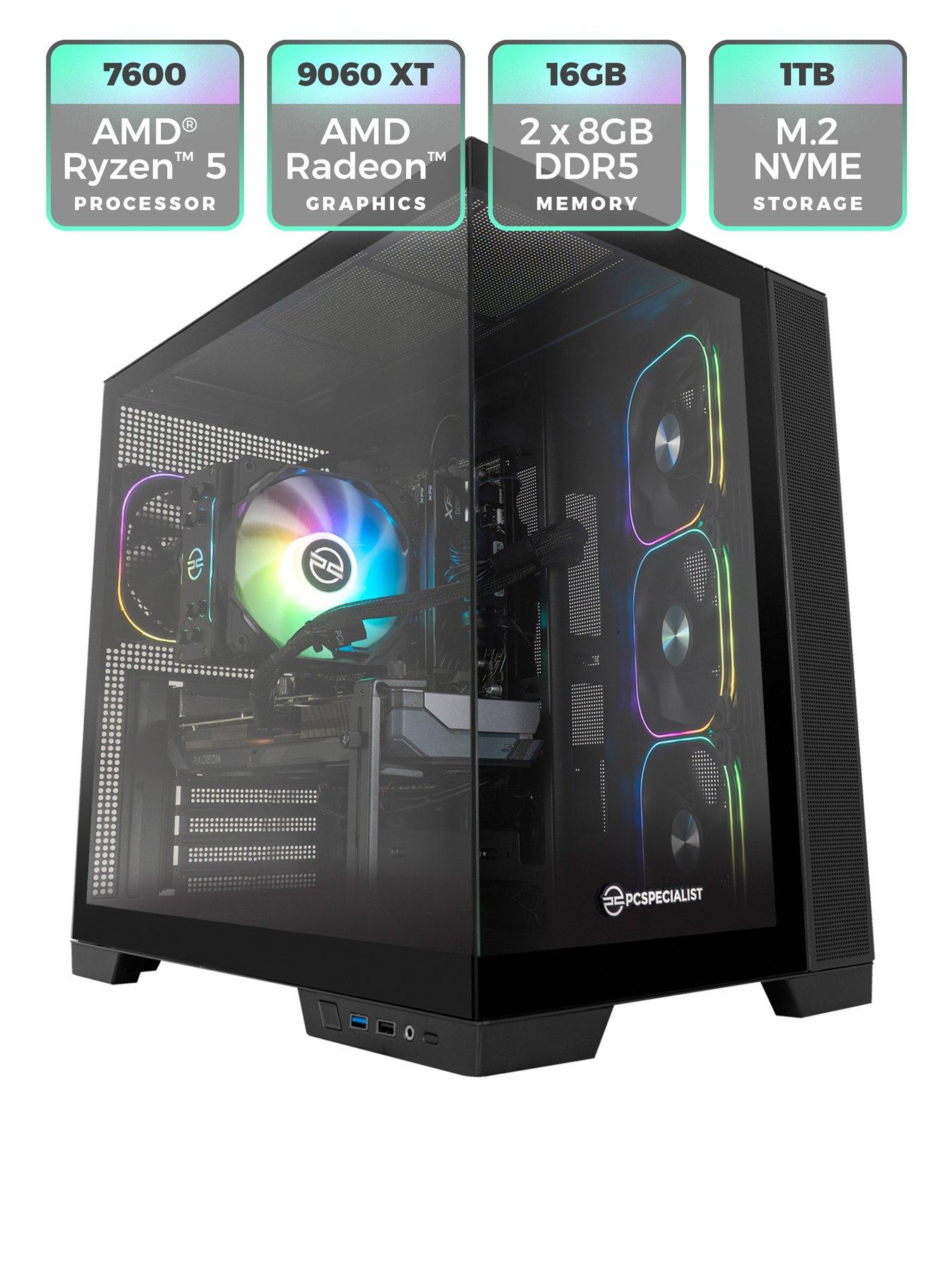 Image 2 of 8 of PCSpecialist Fusion 34 Gaming Desktop, AMD Radeon RX 9060 XT, AMD Ryzen 5, 16GB RAM, 1TB SSD