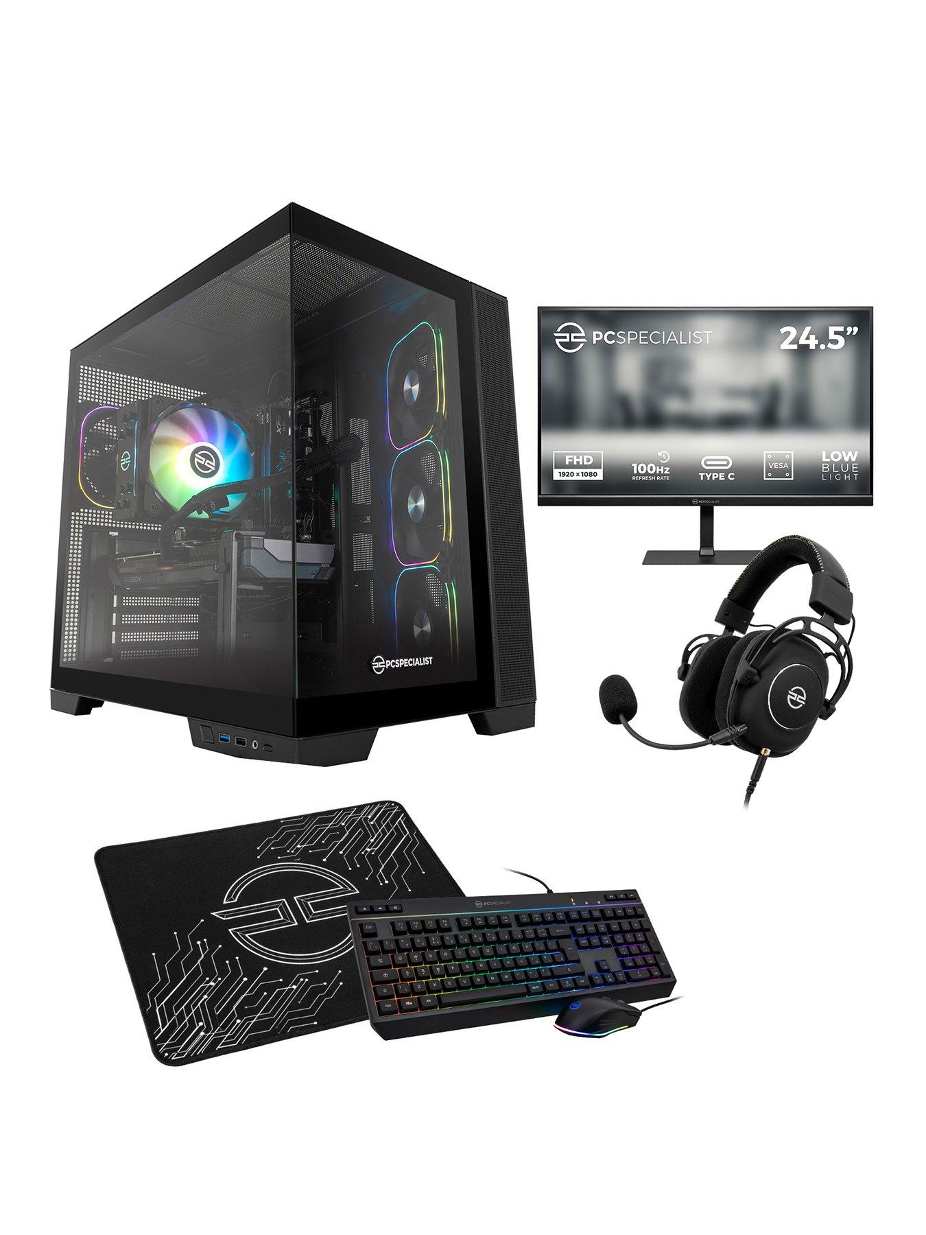 PCSpecialist Fusion 34 Gaming Desktop Bundle, AMD Radeon RX 9060 XT, AMD Ryzen 5, 16GB RAM, 1TB SSD