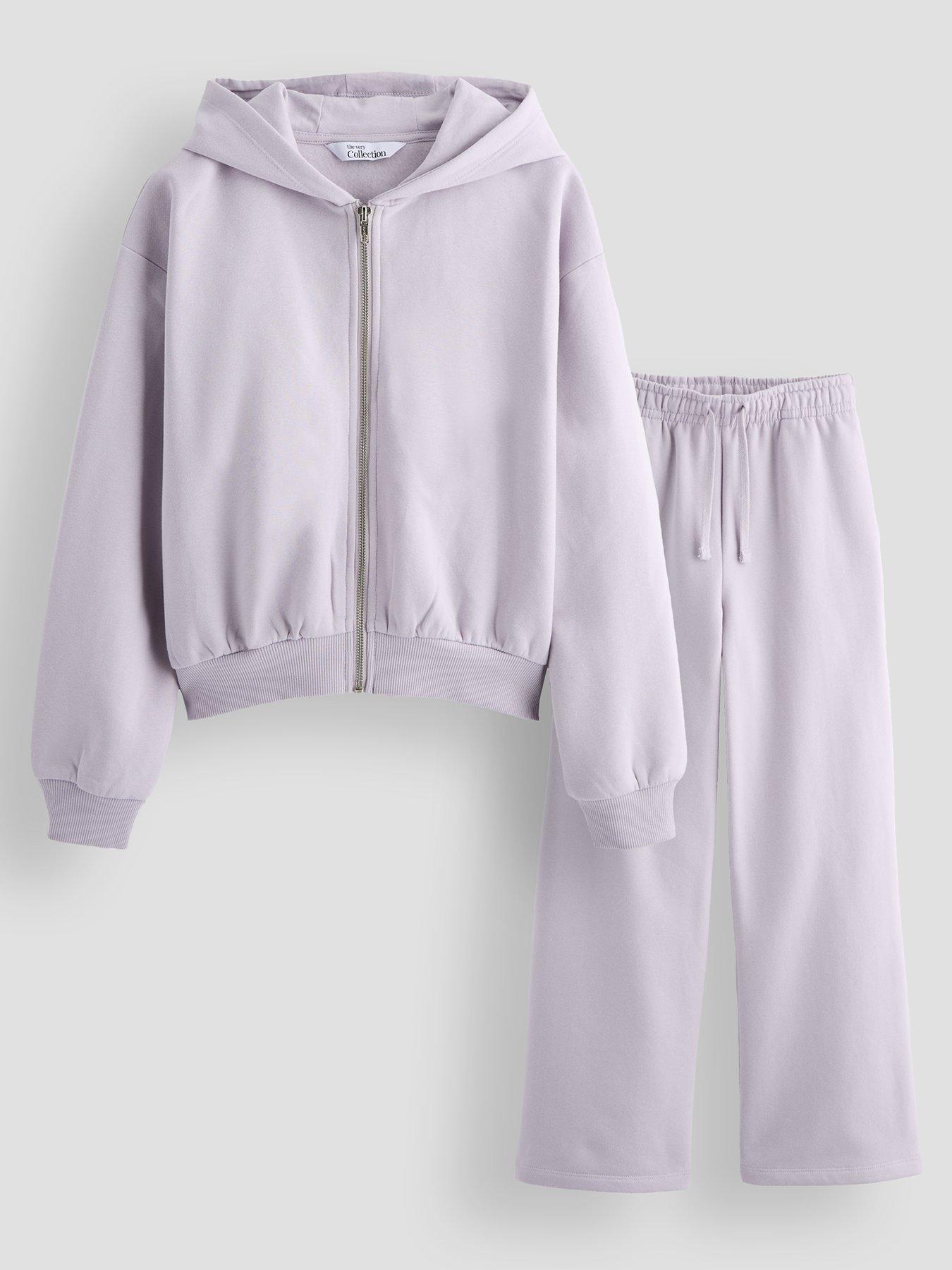 Image 1 of 4 of The Very Collection Girls Set With Zip Up Hoodie &amp; Wide Leg Trousers - Purple