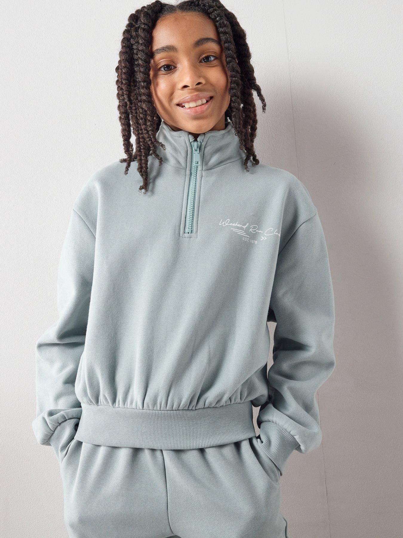 The Very Collection Girls Half Zip Up Sweatshirt - Green