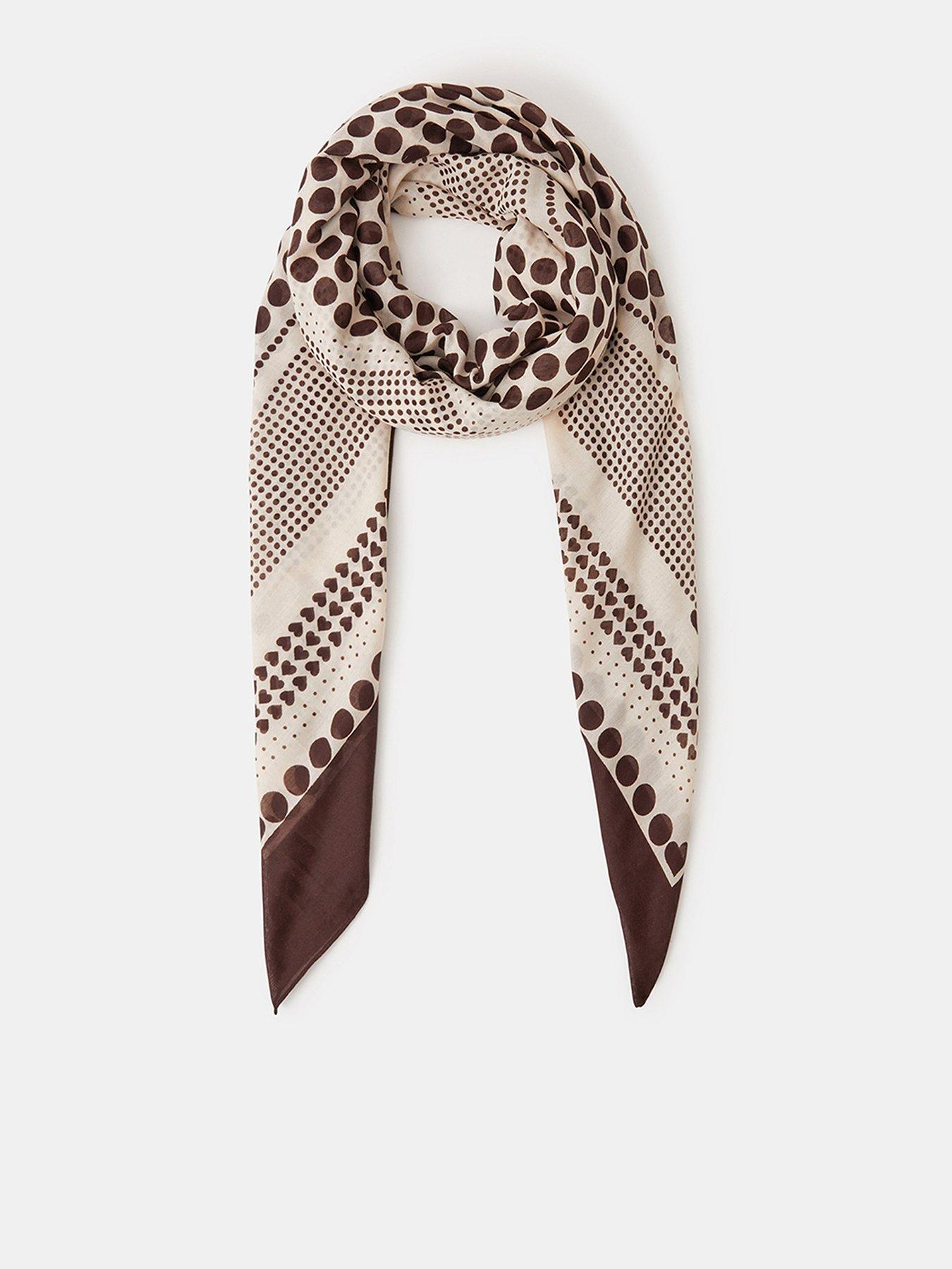 Accessorize Large Polka Dot Heart Satin Scarf - Ivory