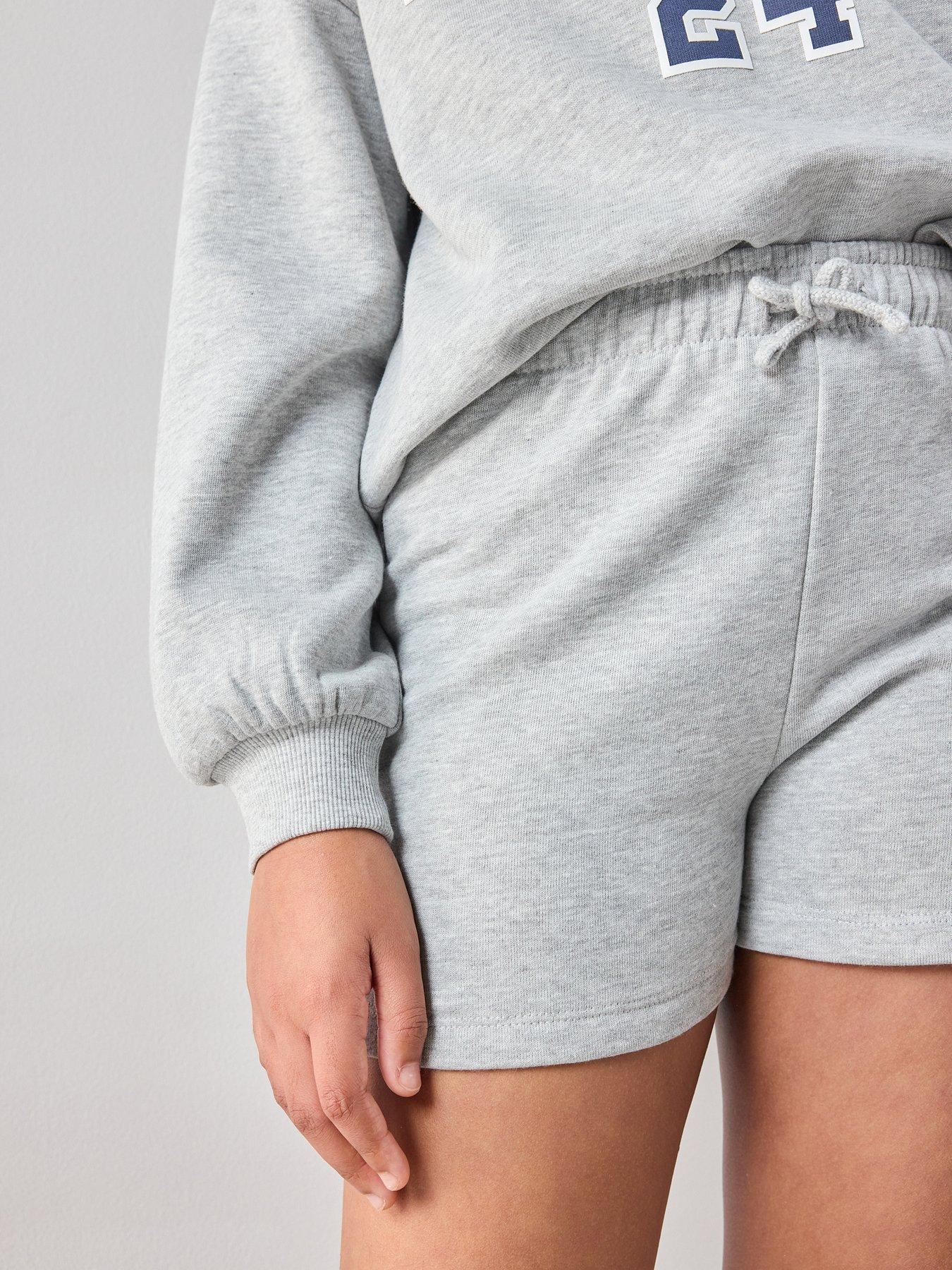 Image 4 of 5 of The Very Collection Girls Sweat Hoodie And Shorts Madrid Slogan Set - Grey