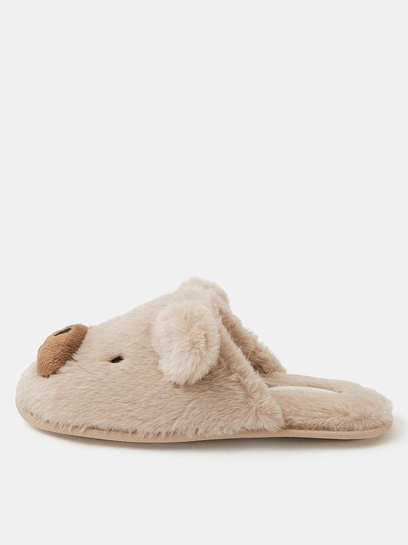 Accessorize Teddy Mule Slippers Cream Very