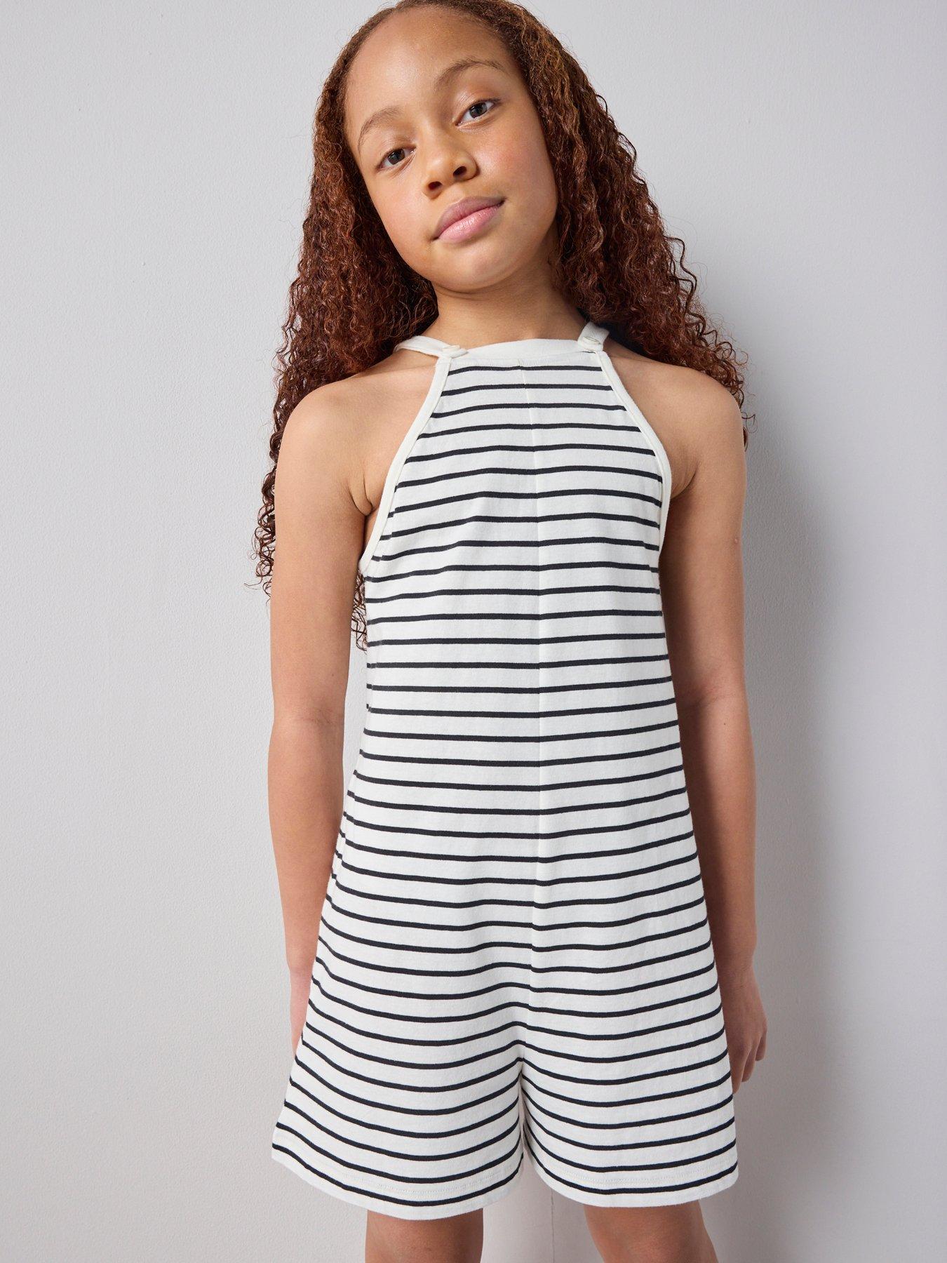 The Very Collection Girls Stripe Playsuit - Print