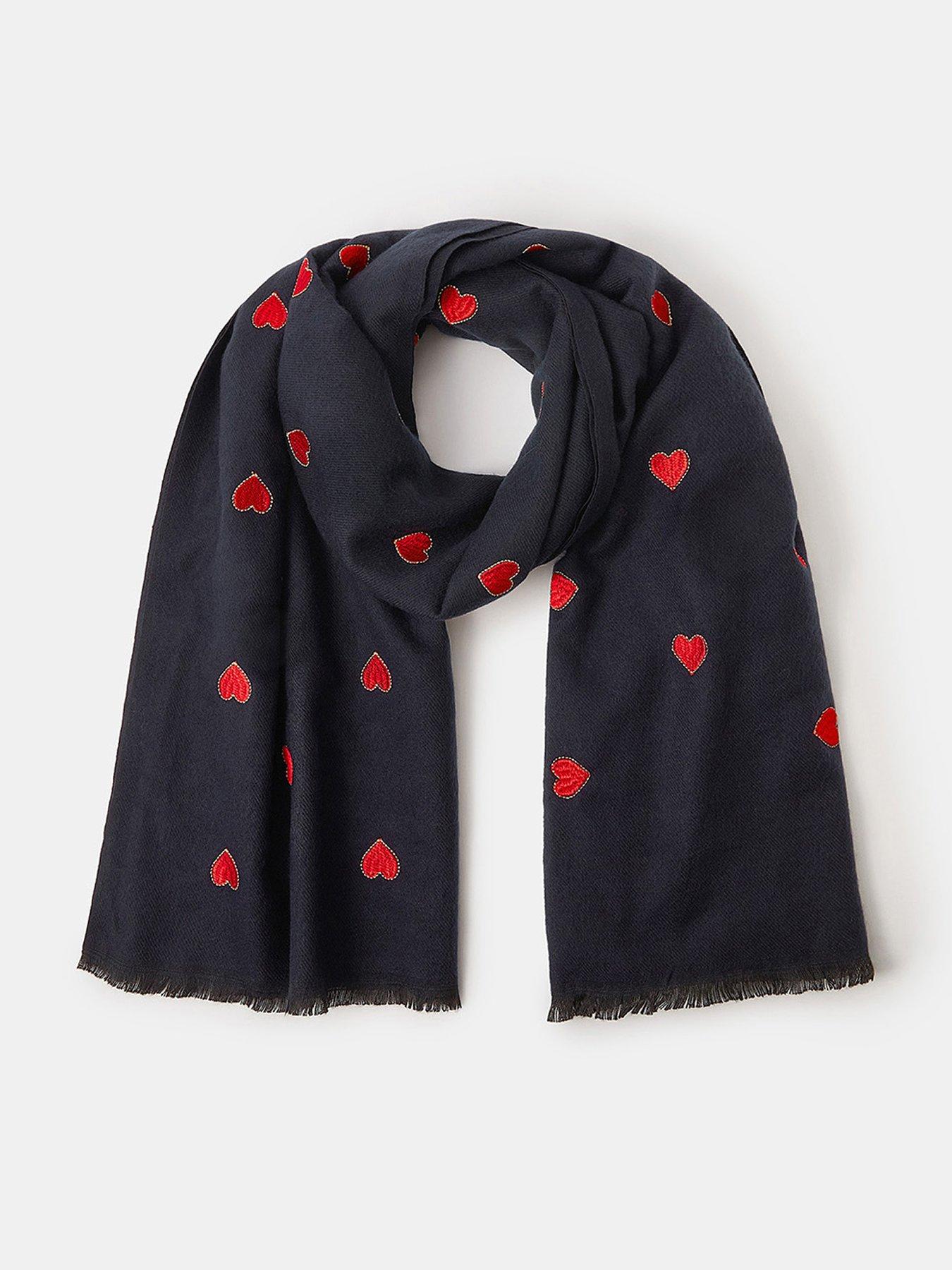 Accessorize Heart Embroidered Blanket Scarf - Blue