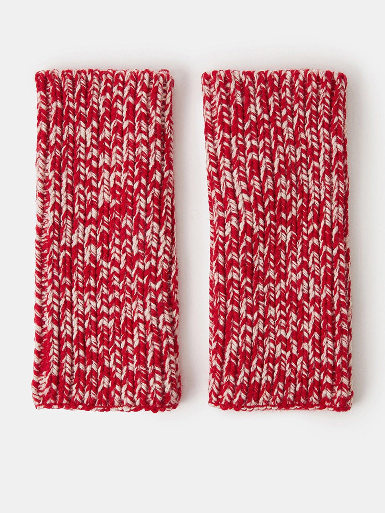 undefined Chunky Two Tone Wrist Warmers - Red