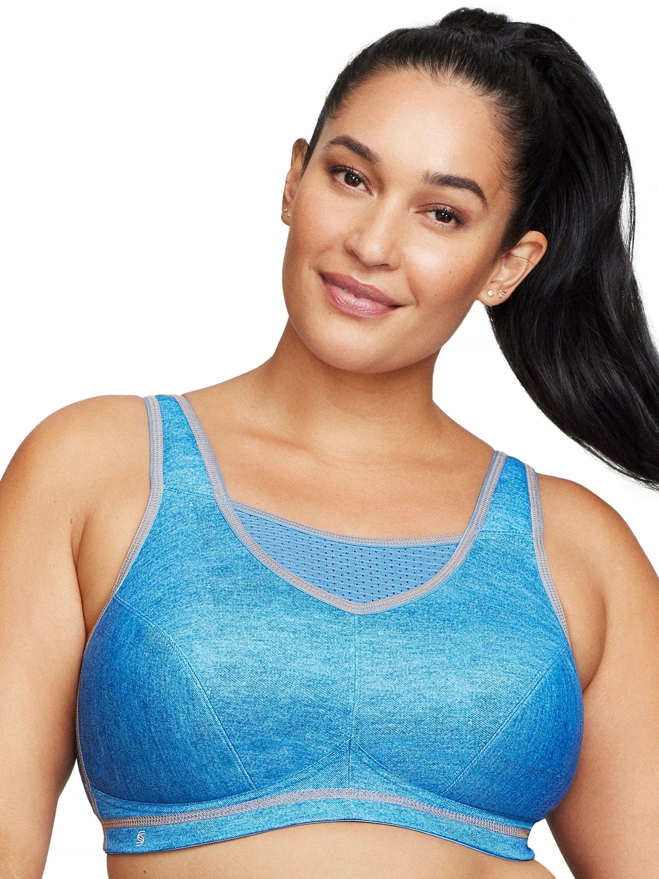 Glamorise 1067 Sport Bra, Blue, Size 36C, Women