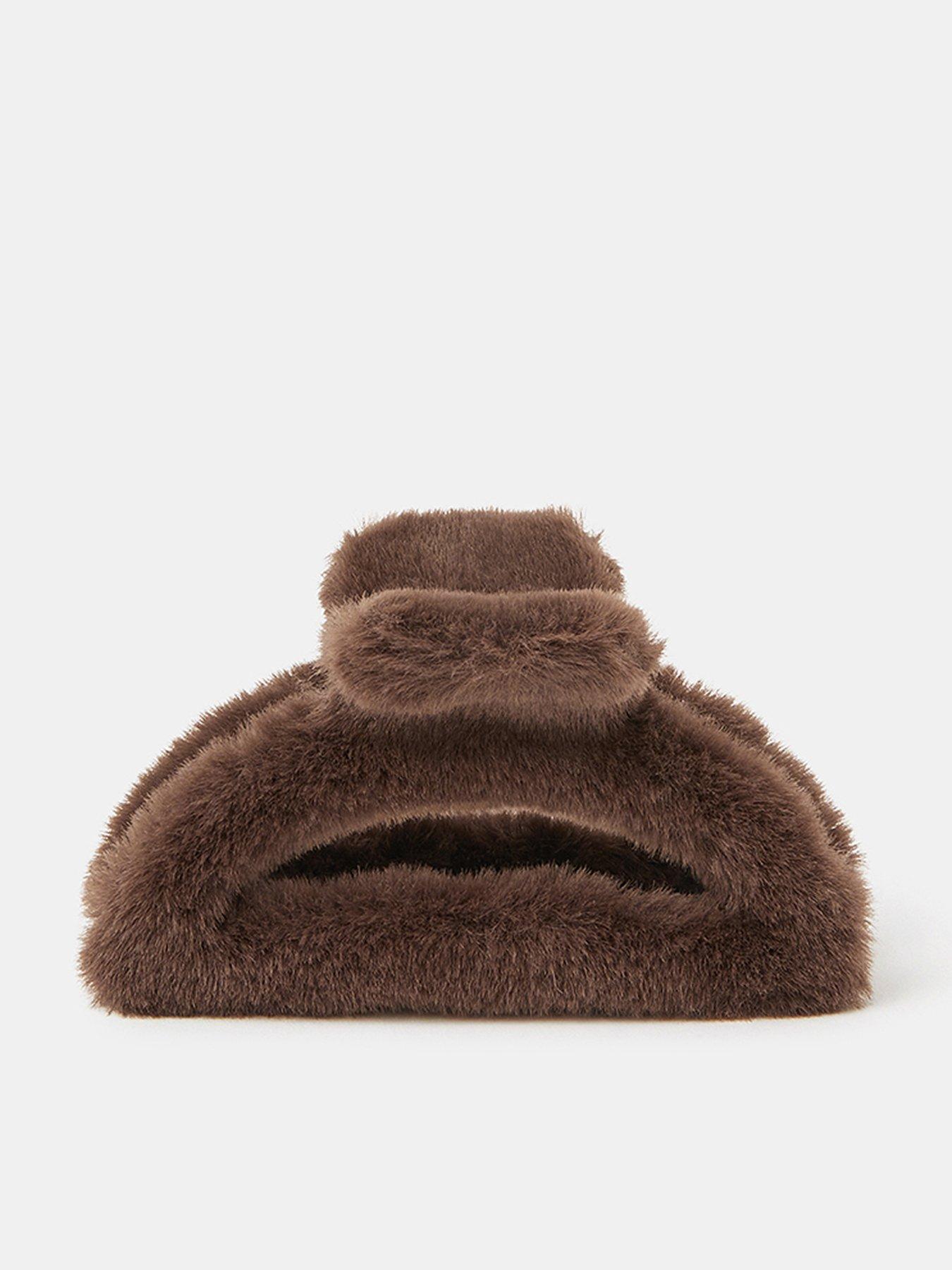 Accessorize Fluffy Claw Clip - Brown