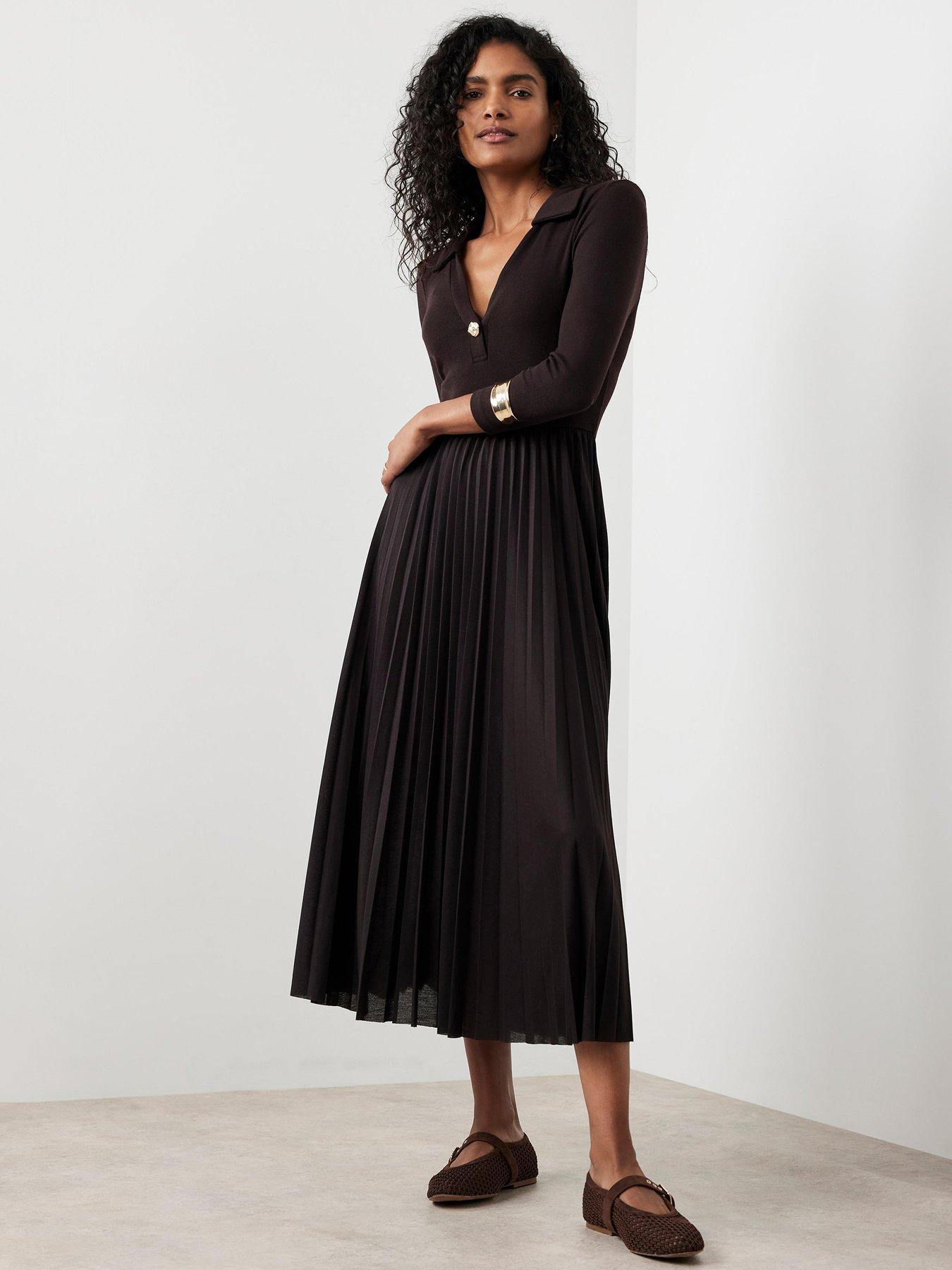 undefined Choc Polo Jersey Midi Dress - Brown