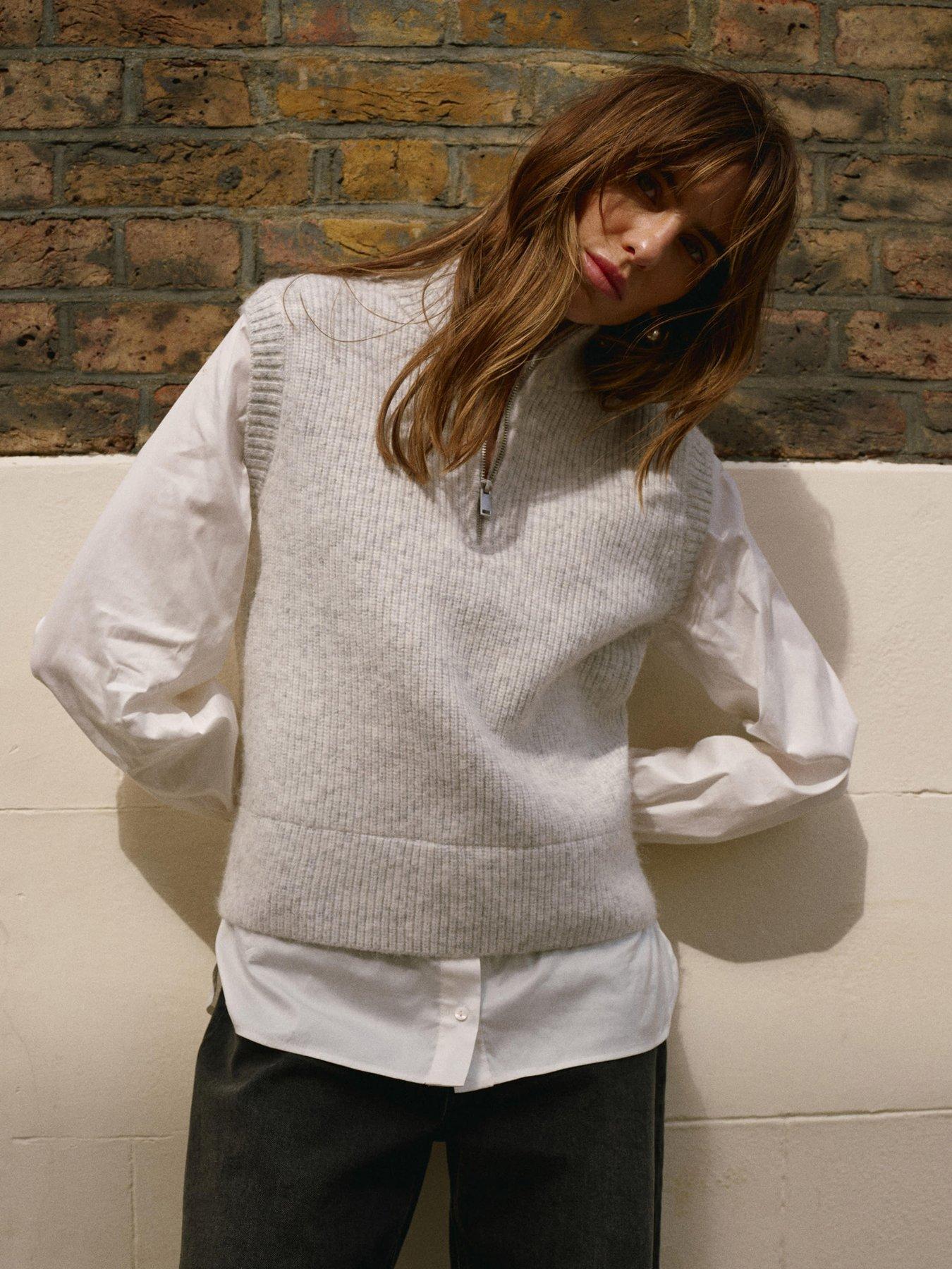 Mint Velvet Cosy Woven Mix Jumper - Grey