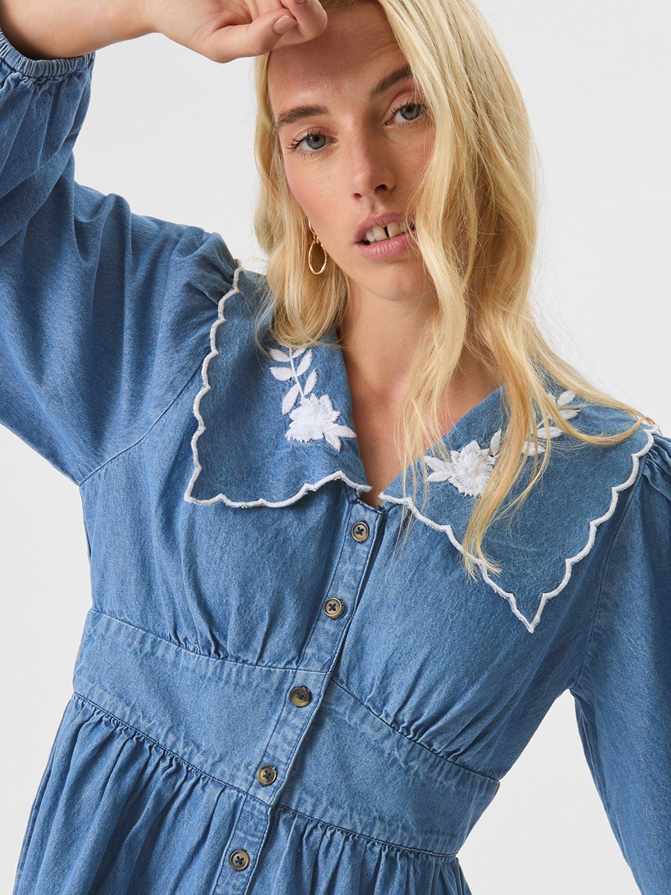accessorize blue dress Denim Mini - Size:US 10.5 / EU 41.5 FITTED T-SHIRT DRESS - bow detail shoe Cobalt blue making it the perfect