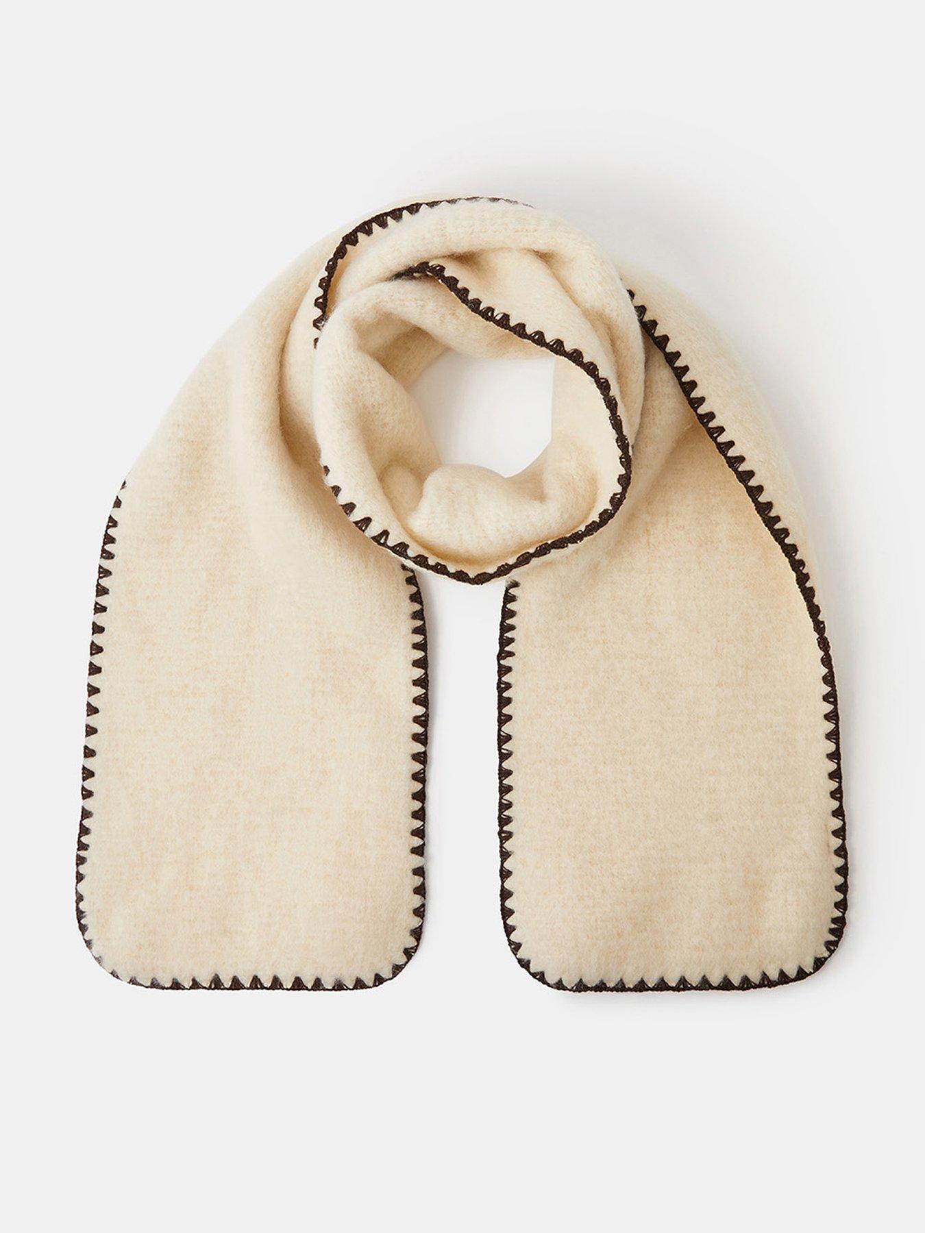 Image 1 of 3 of Accessorize Super Soft Blanket Stitch Scarf - Cream