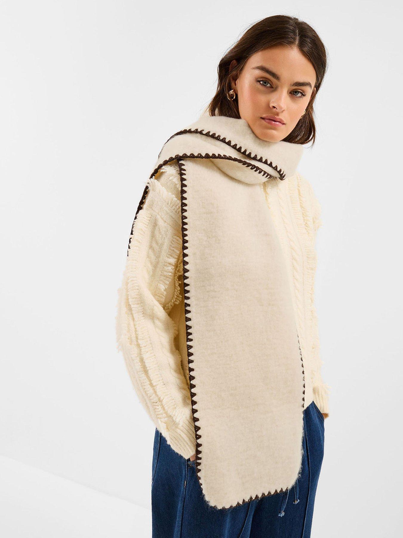 Image 2 of 3 of Accessorize Super Soft Blanket Stitch Scarf - Cream