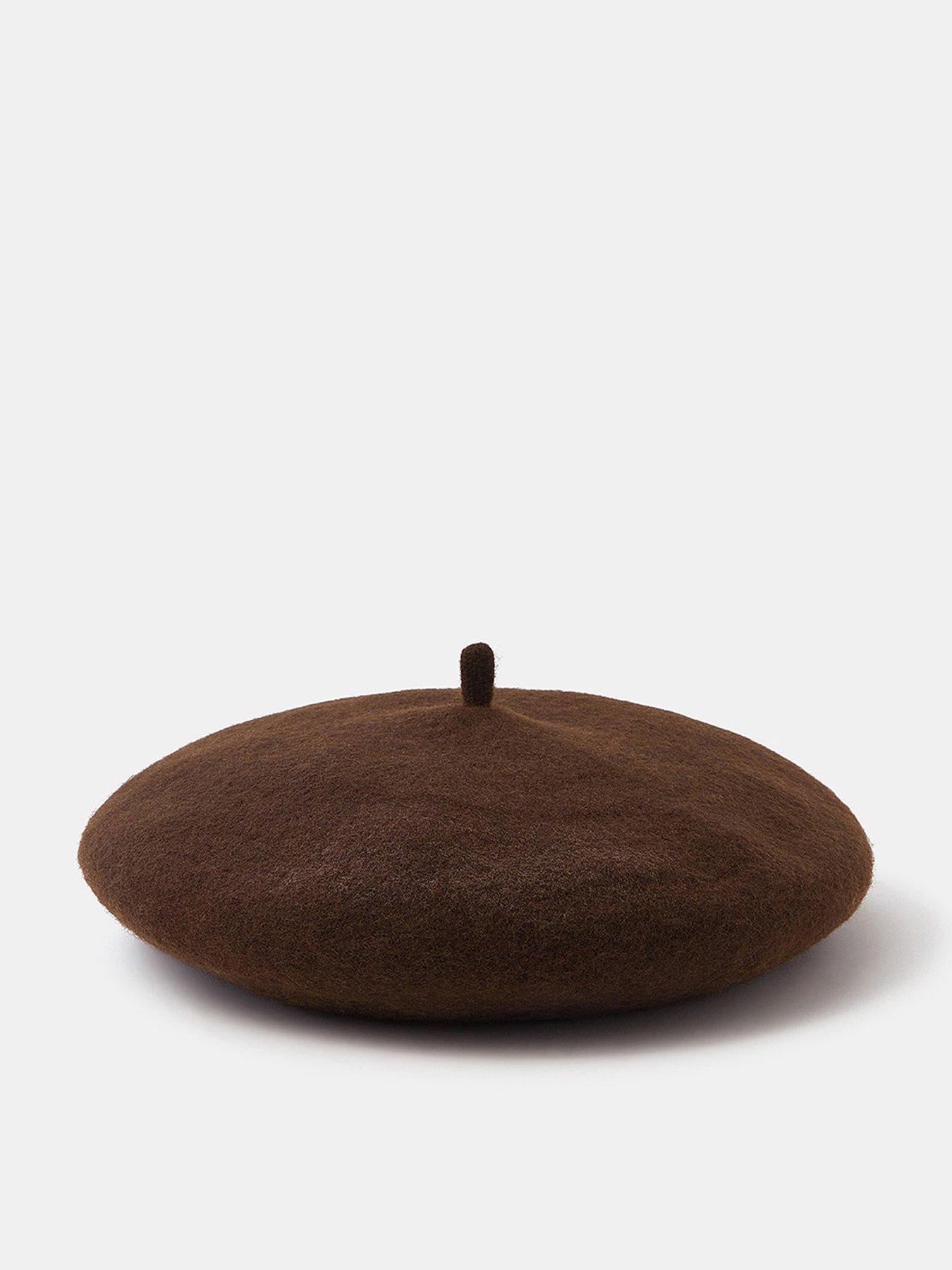 Accessorize Plain Wool Beret - Chocolate