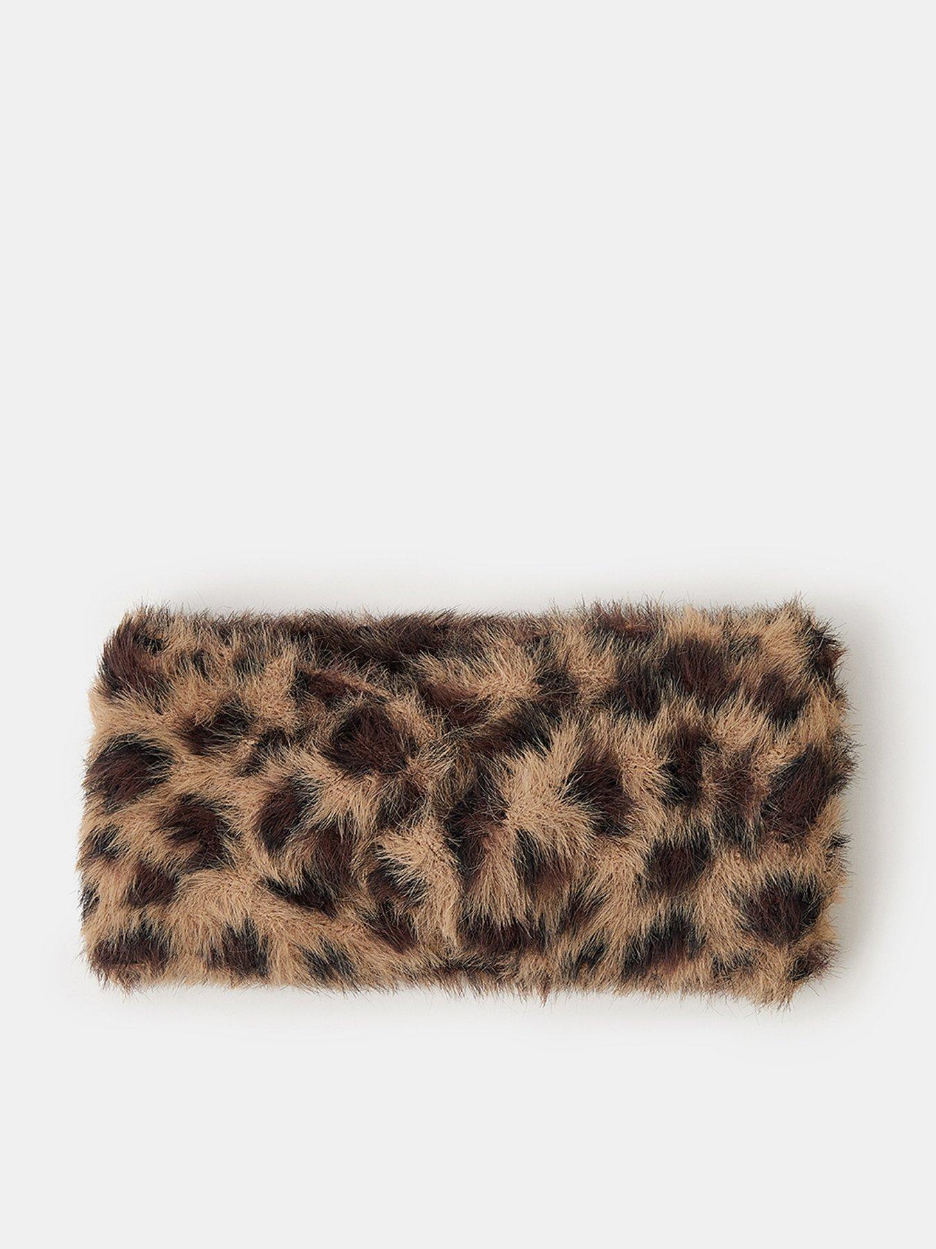 Accessorize Faux Fur Leopard Print Bando - Brown