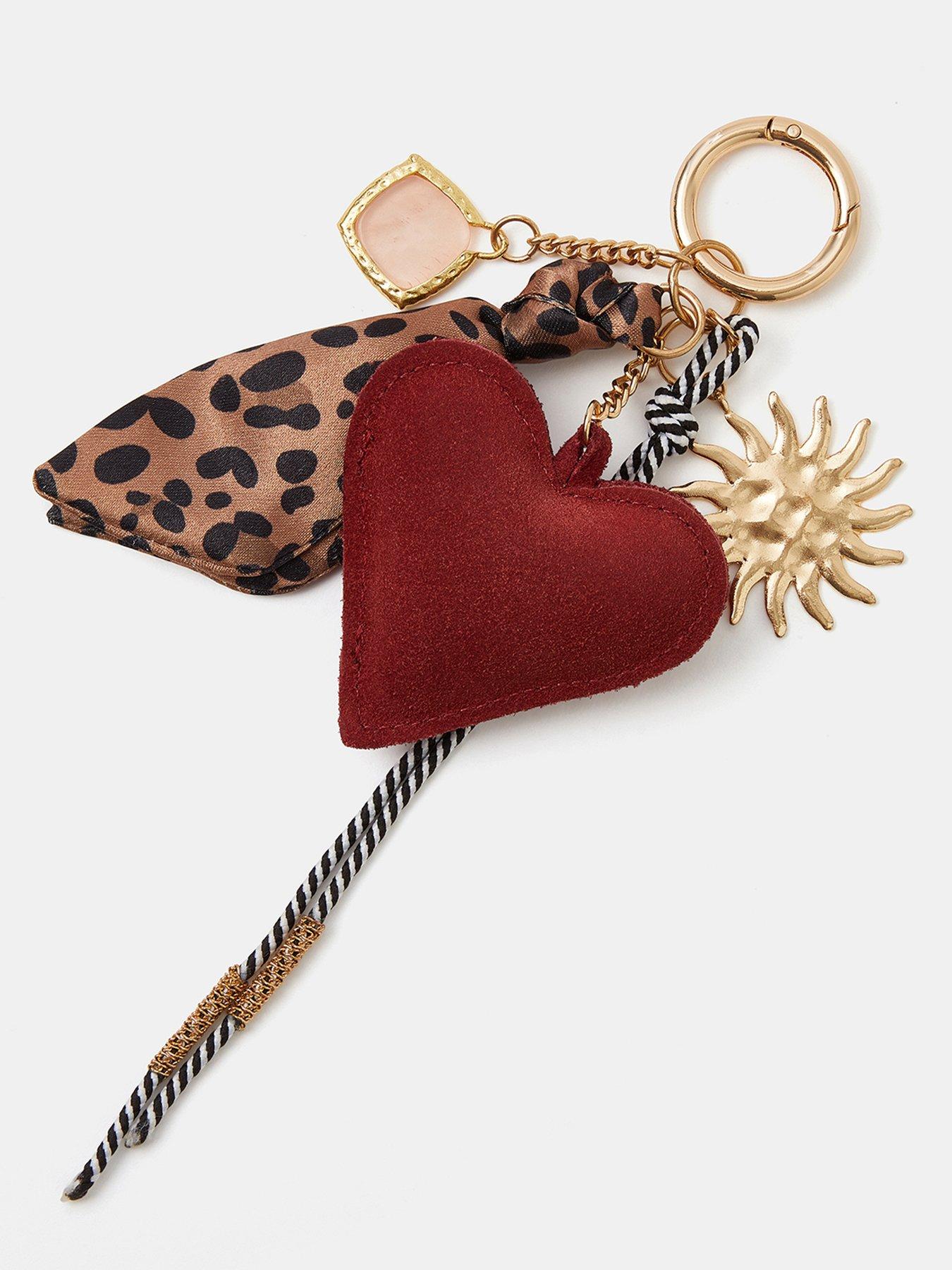 Image 2 of 4 of Accessorize Leopard Heart Bag Charm - Multi