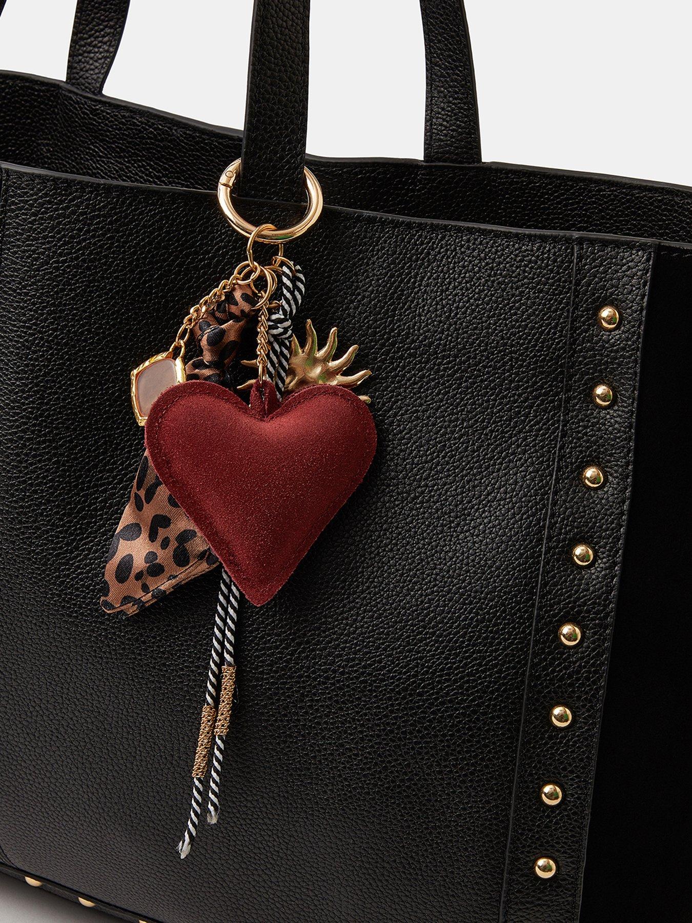 Image 3 of 4 of Accessorize Leopard Heart Bag Charm - Multi