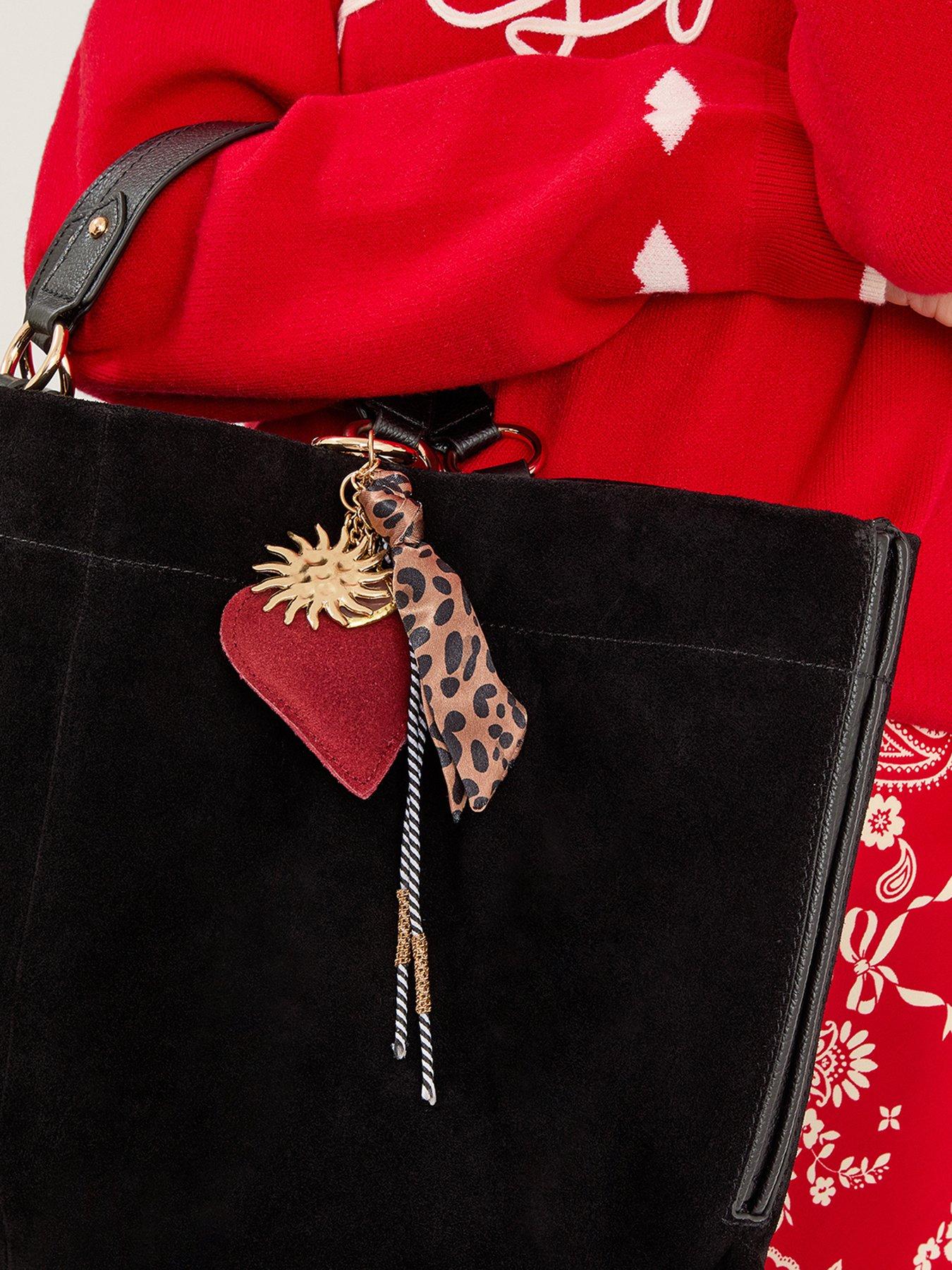 Image 4 of 4 of Accessorize Leopard Heart Bag Charm - Multi