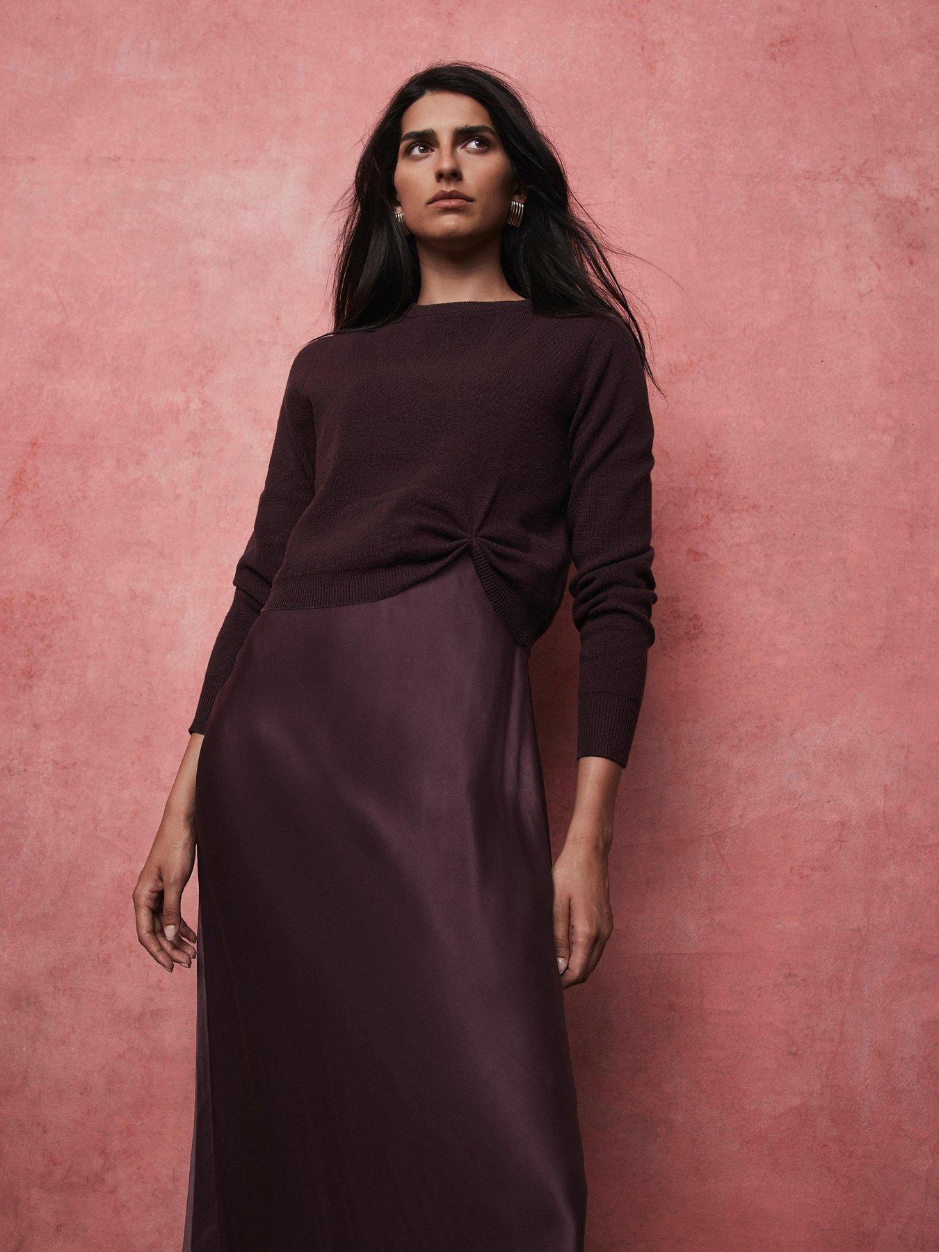 Mint Velvet Burgundy Jumper Slip Dress Red Very