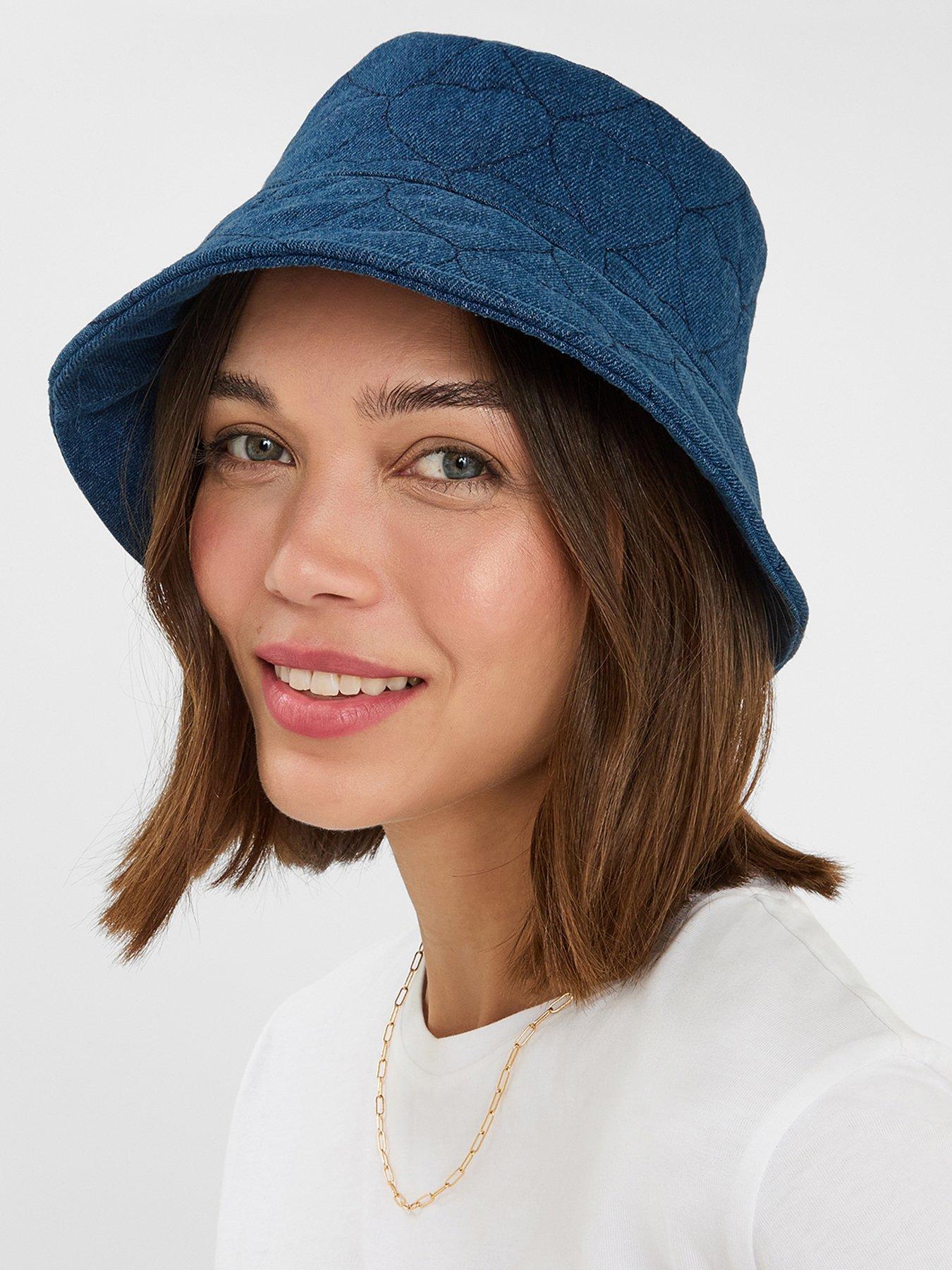 Image 2 of 3 of Accessorize Denim Heart Bucket Hat - Blue