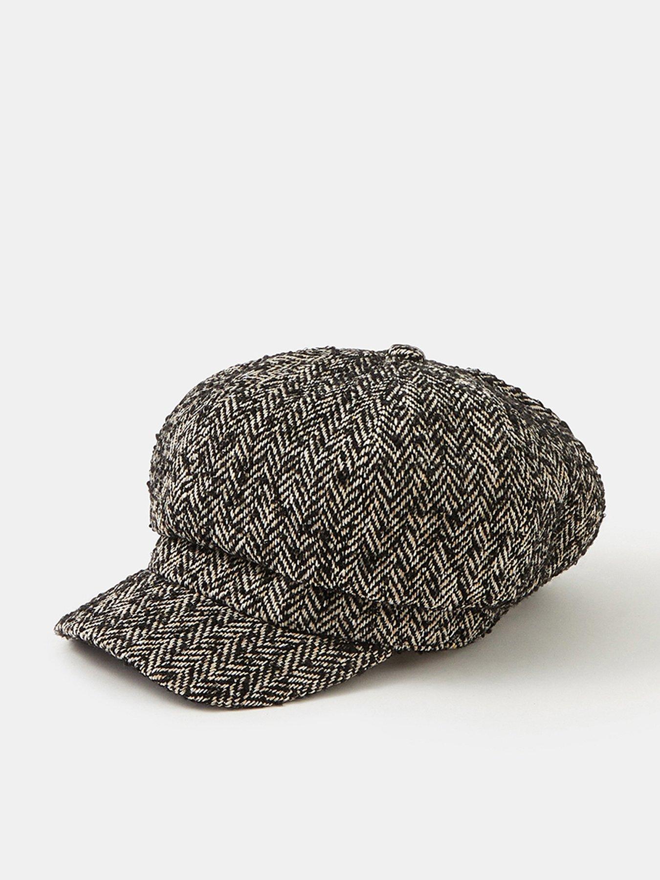 Accessorize Herringbone Baker Boy Hat - Black