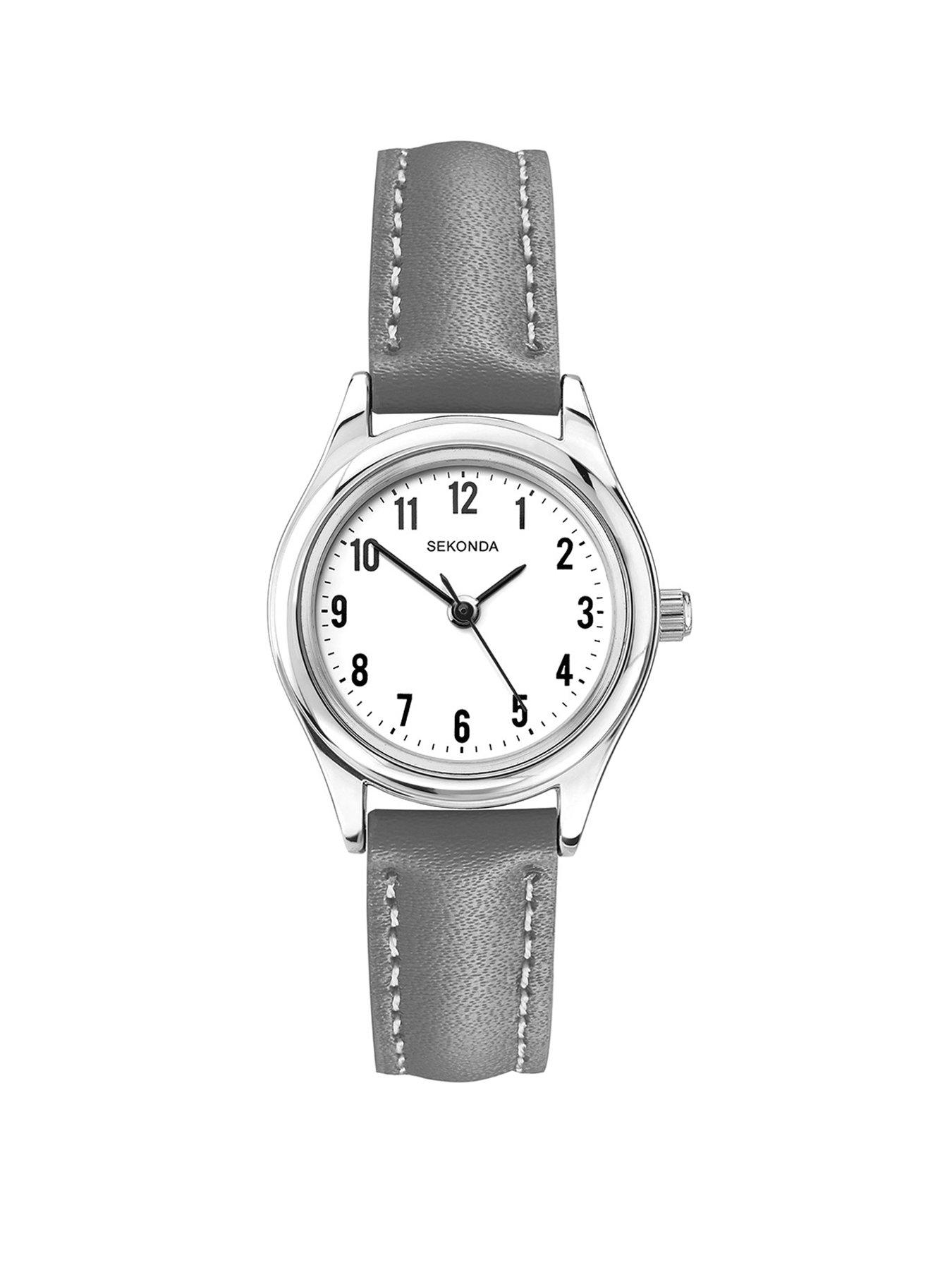 Sekonda Womens Evans Grey Leather Strap with White Dial Analogue Watch