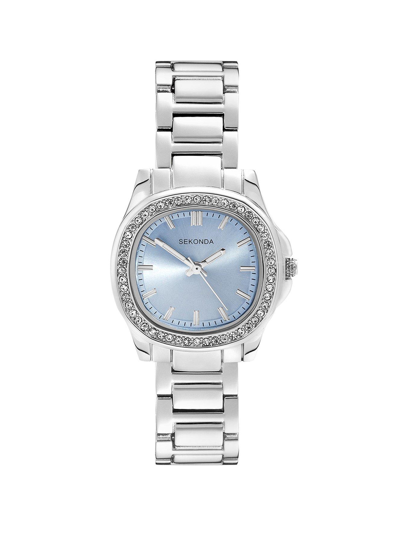 Sekonda Womens Octaire Silver Stainless Steel Bracelet with Light Blue Dial Analogue Watch