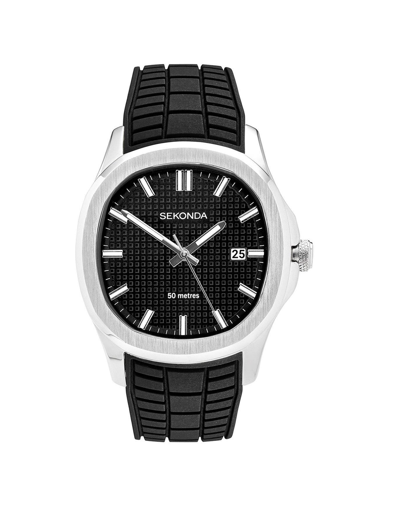 Sekonda Mens Octaire Black Silicone Strap with Black Dial Analogue Watch