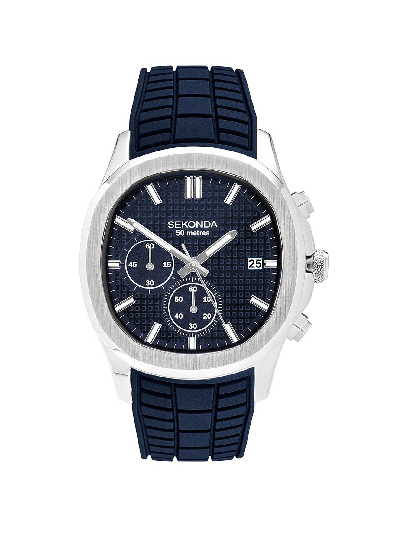 Sekonda Mens Octaire Blue Silicone Strap with Blue Dial Chronograph Watch
