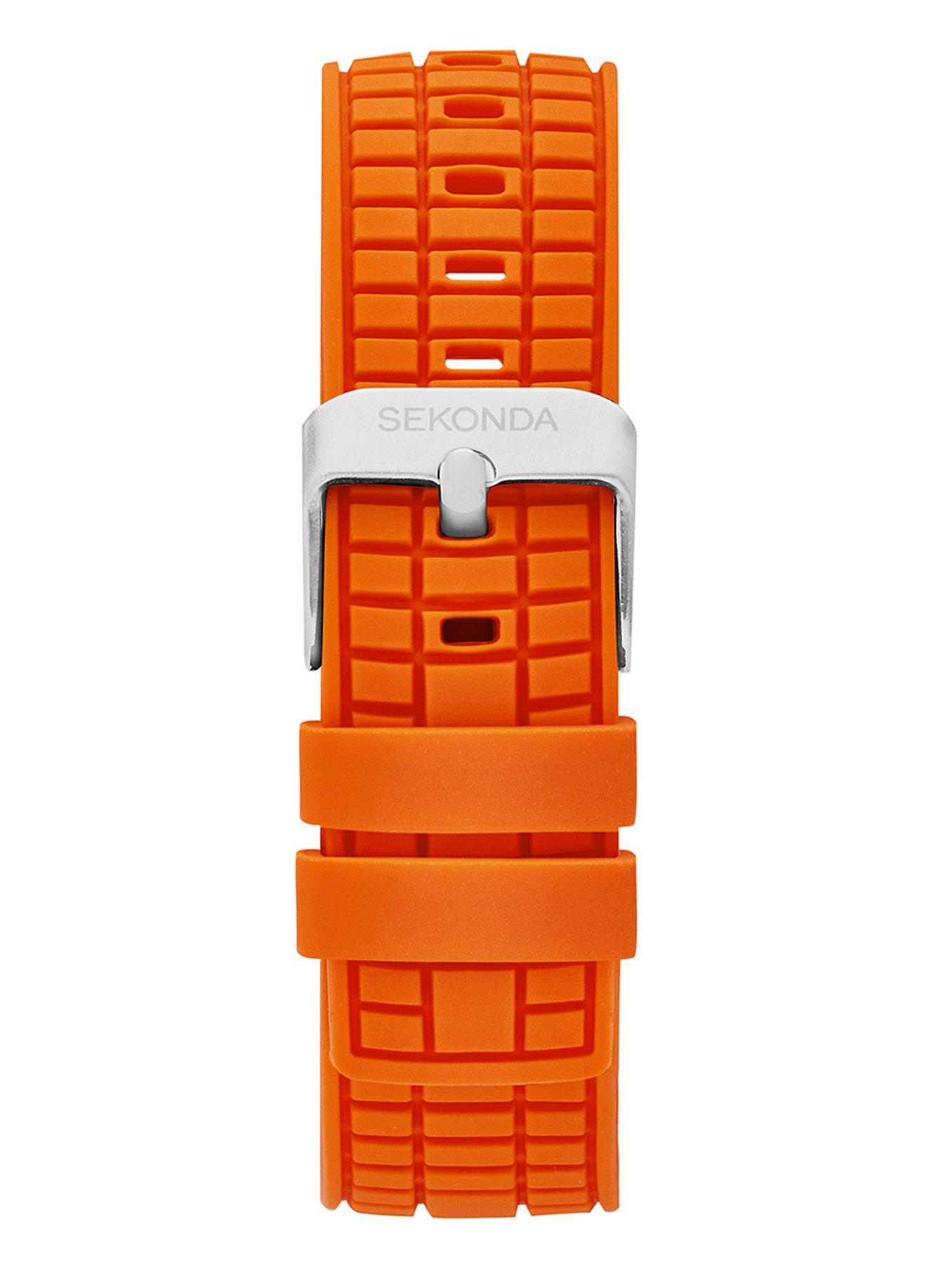 Image 6 of 6 of Sekonda Mens Octaire Orange Silicone Strap with Black Dial Chronograph Watch