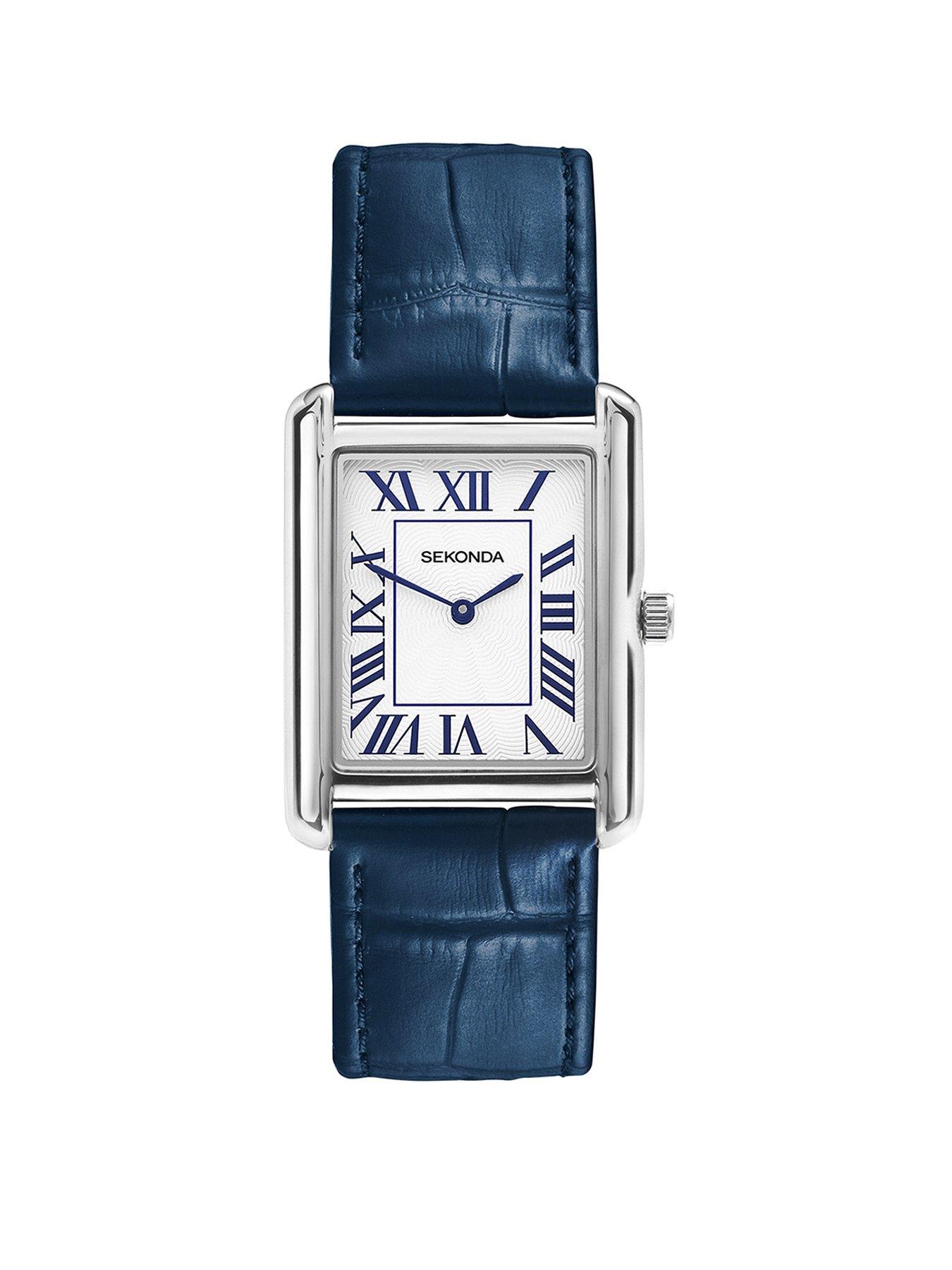 Sekonda Mens Clement Blue Leather Strap with White Dial Analogue Watch