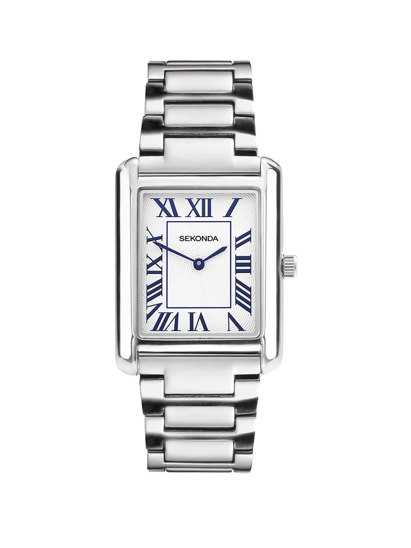 undefined Mens Clement Silver Alloy Bracelet with White Dial Analogue Watch