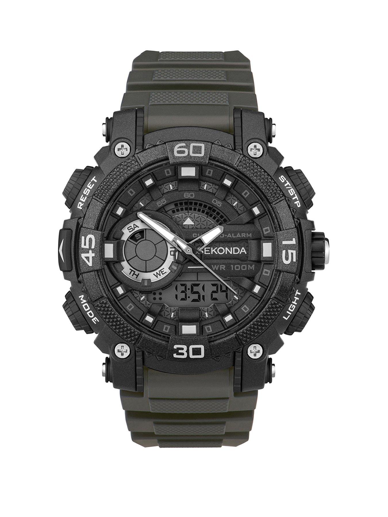 Sekonda Mens Malvern Dark Grey Plastic Bracelet with LCD Dial Ana-Digi Watch
