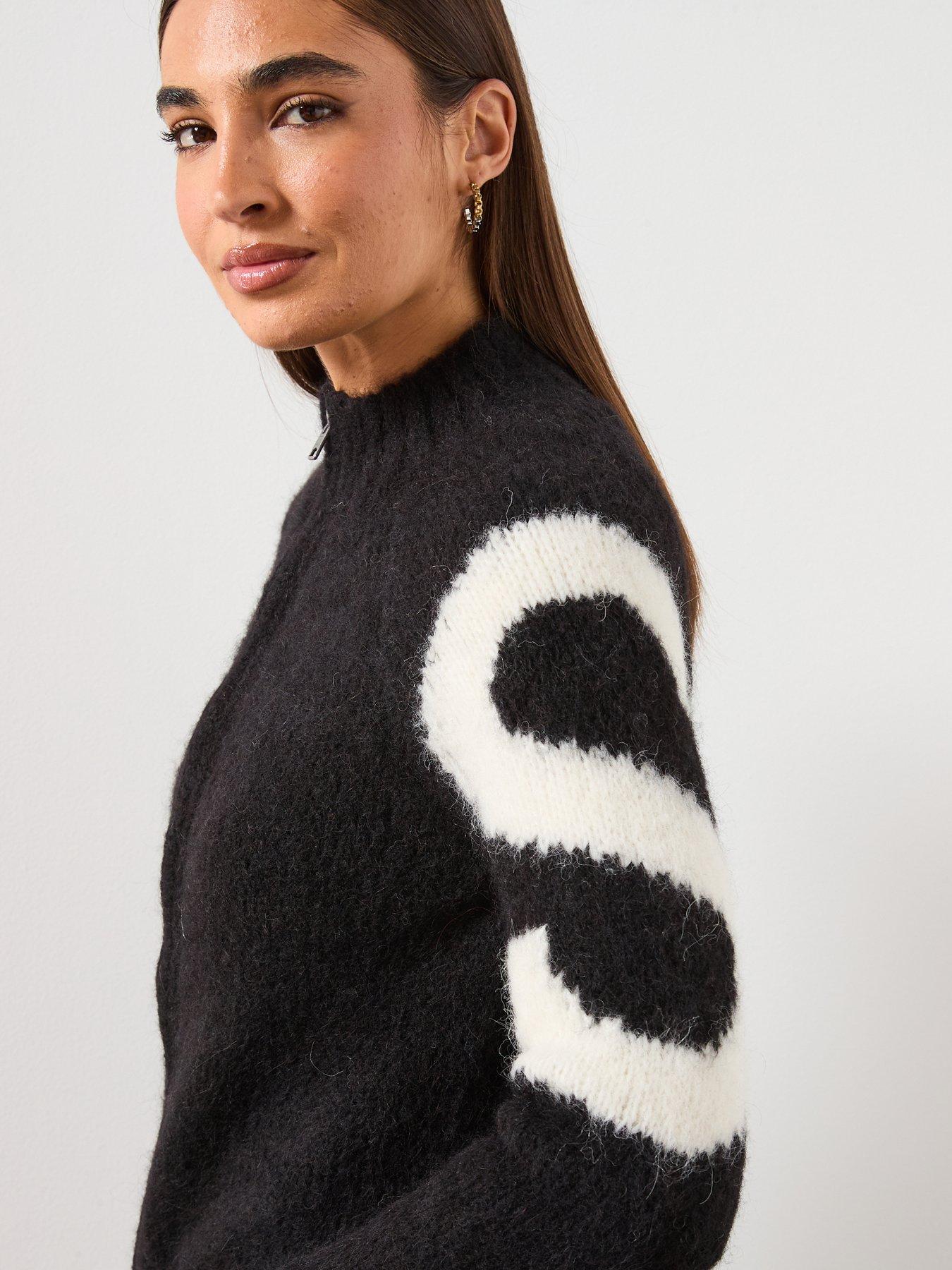 AllSaints Sylvie Cardigan - Black/Chalk White | Very