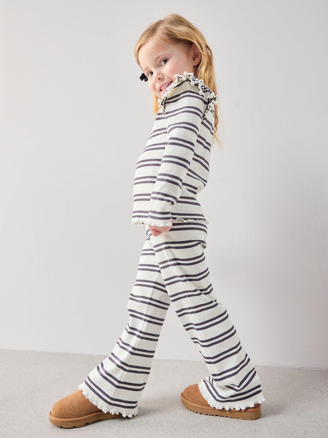 The Very Collection Girls Stripe Rib Outfit - Cream