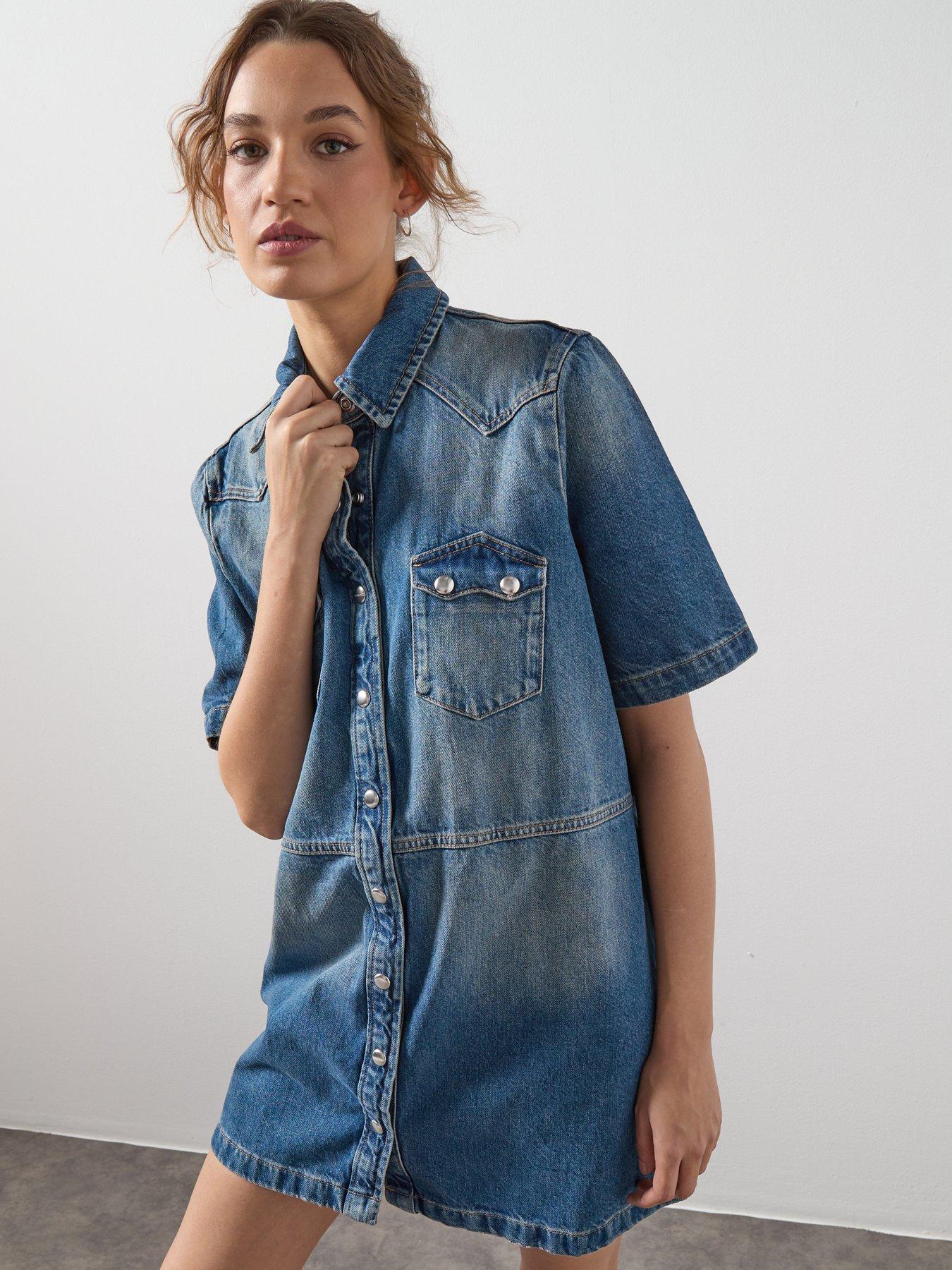 white christmas dresses POLLY dress Denim – Lesley Evers main image 1