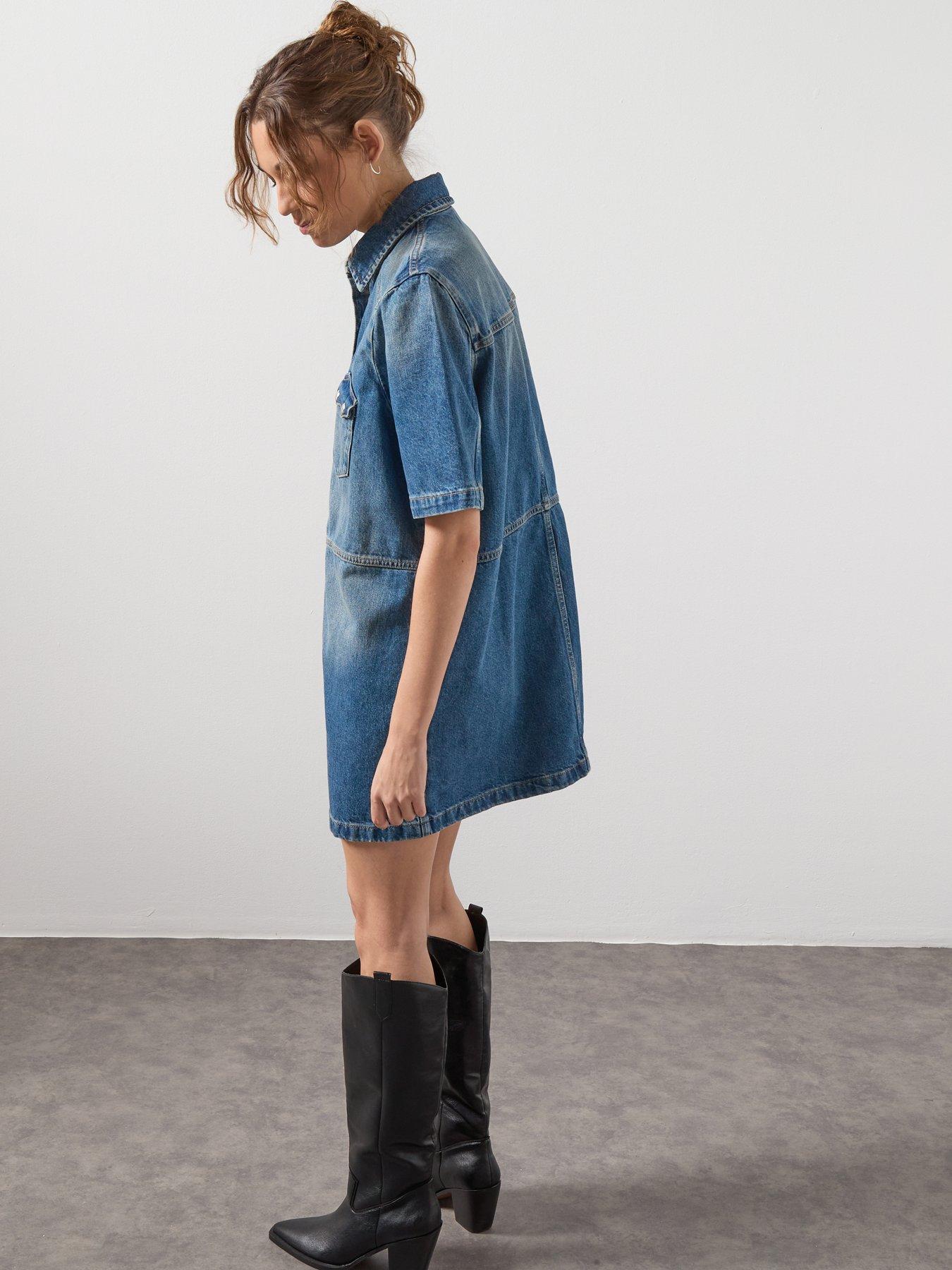 AllSaints Rock Denim Dress - Mid Indigo | Very