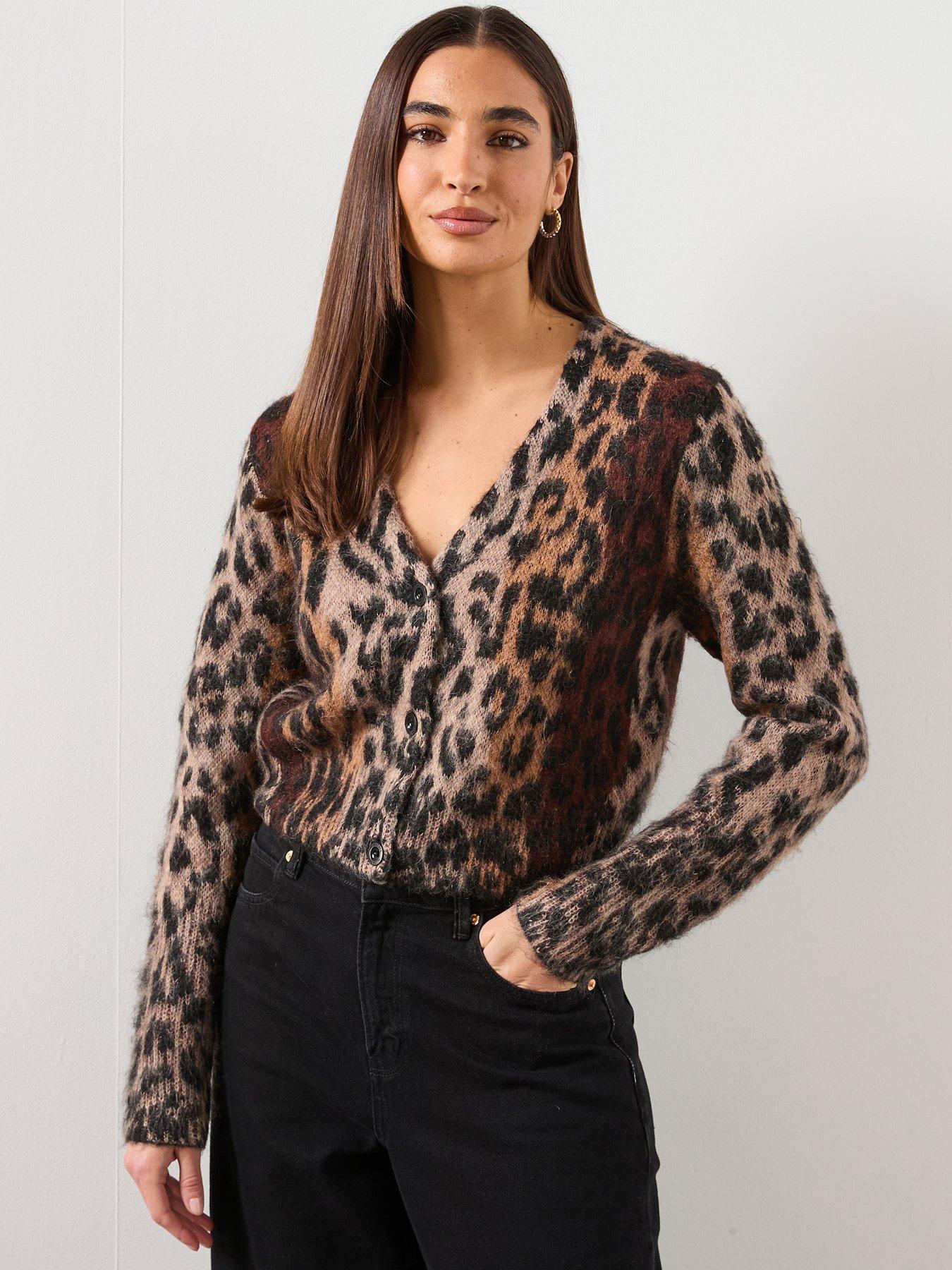 AllSaints Wick Lex Cardigan In Leopard - Brown
