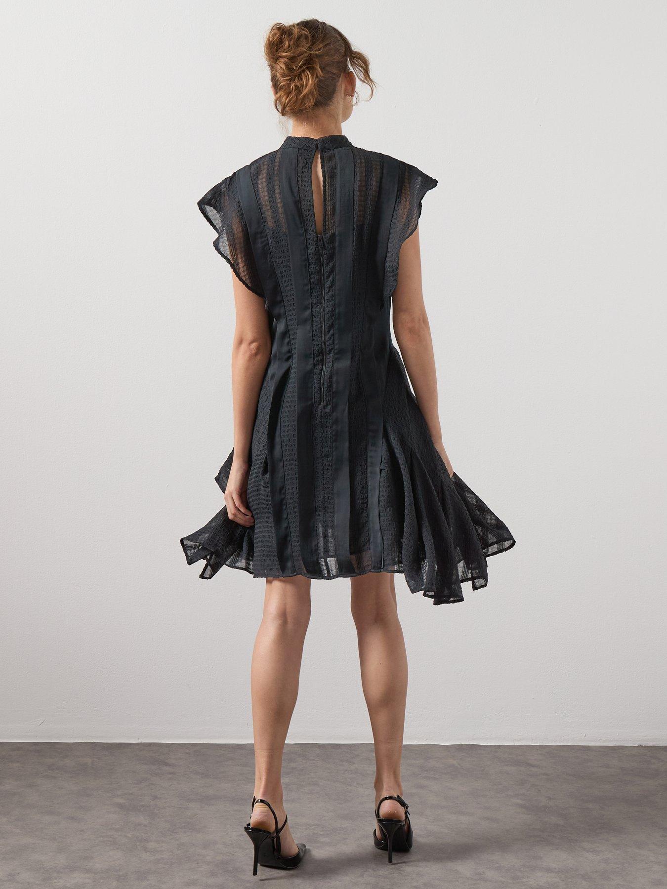 Image 2 of 6 of AllSaints Fleur Texture Dress In - Black