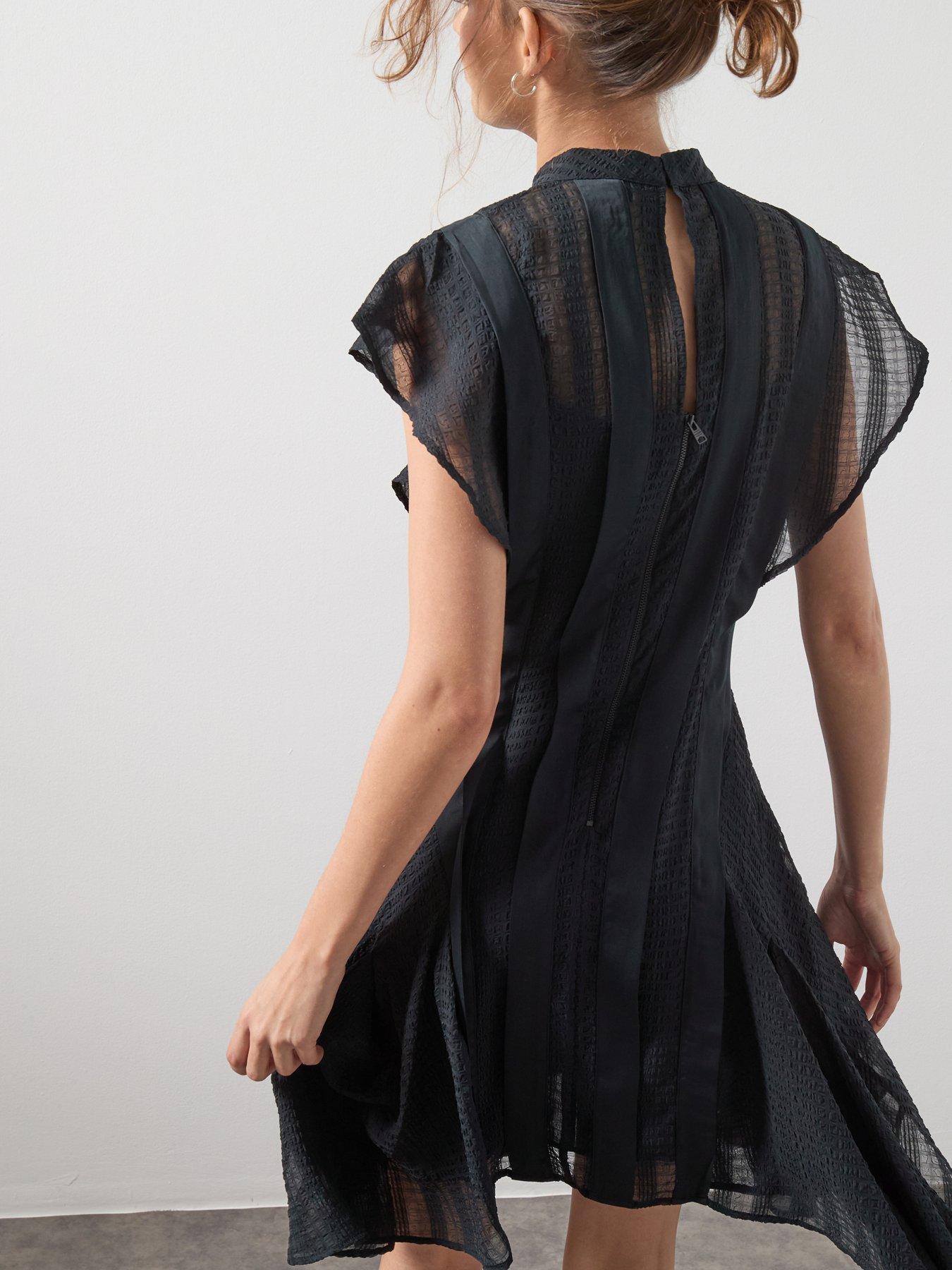 Image 6 of 6 of AllSaints Fleur Texture Dress In - Black