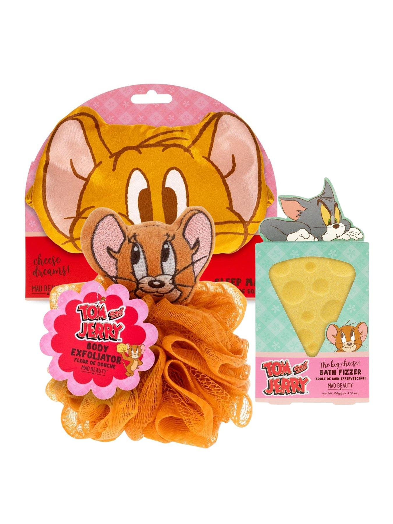 Tom and Jerry Jerry Sleep Mask and Body Puff Bundle with Cheese and Bath Fizzer