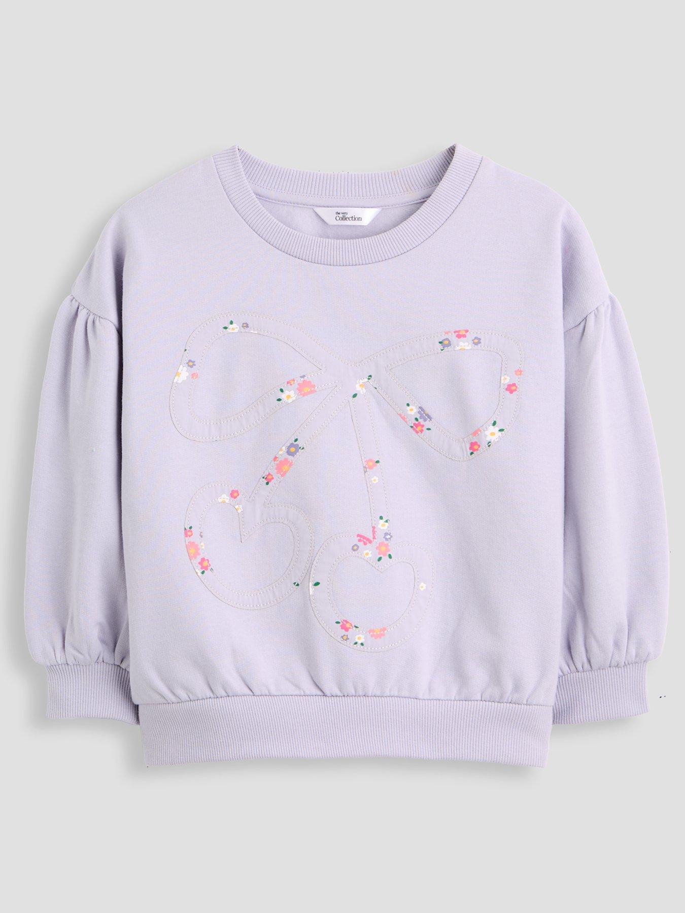 The Very Collection Girls Cherry Detailed Jumper - Lilac