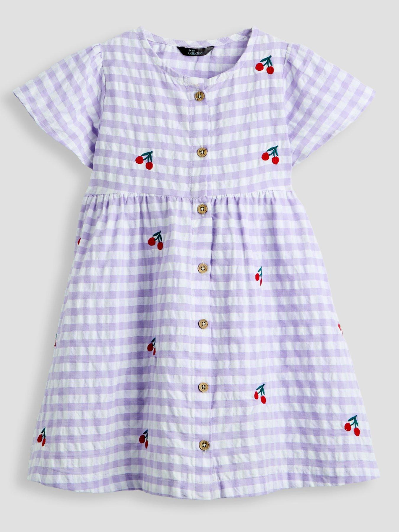 The Very Collection Girls Gingham Frill Woven Dress - Print