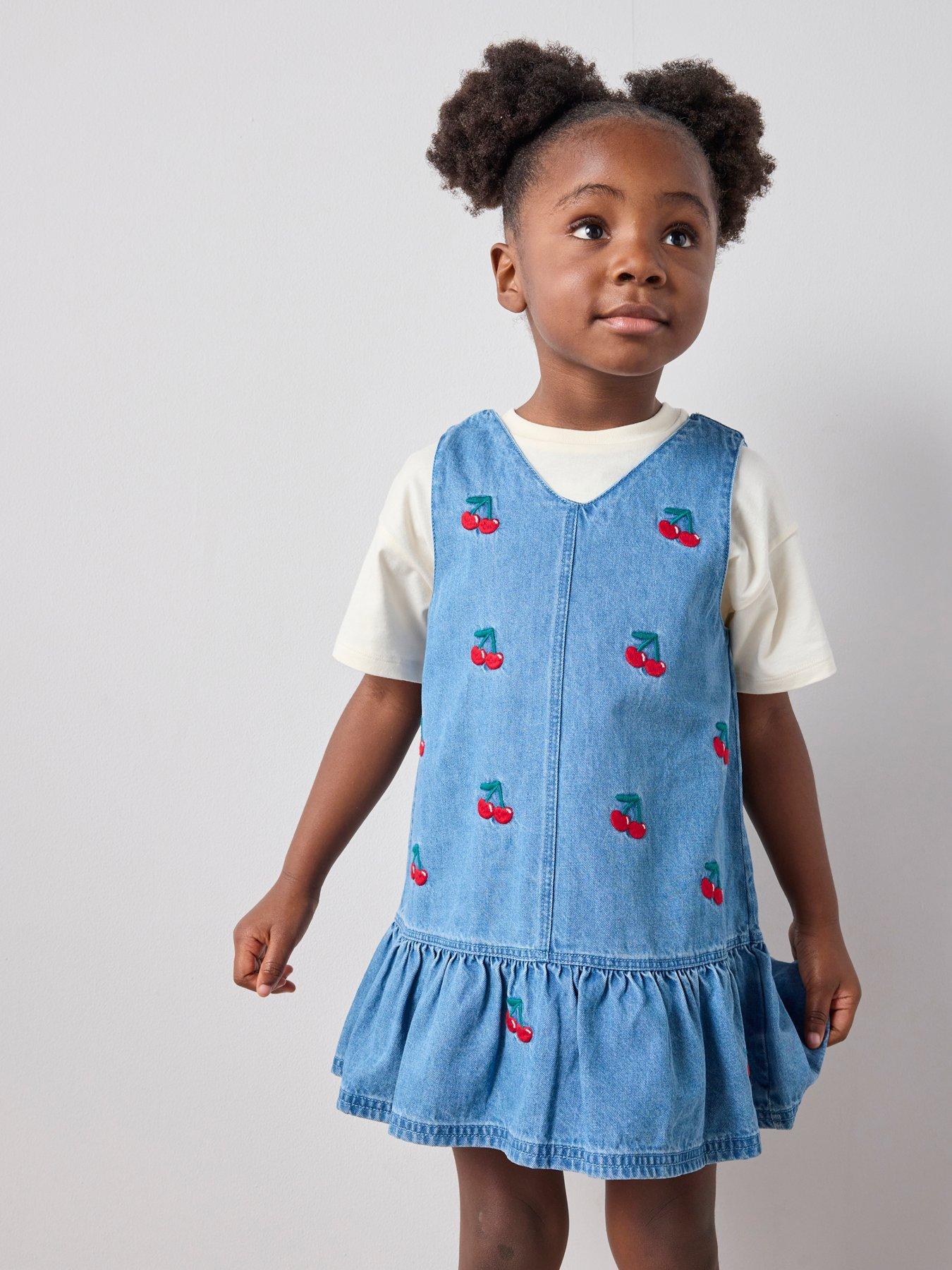 The Very Collection Girl Cherry Dress Set - Mid Wash