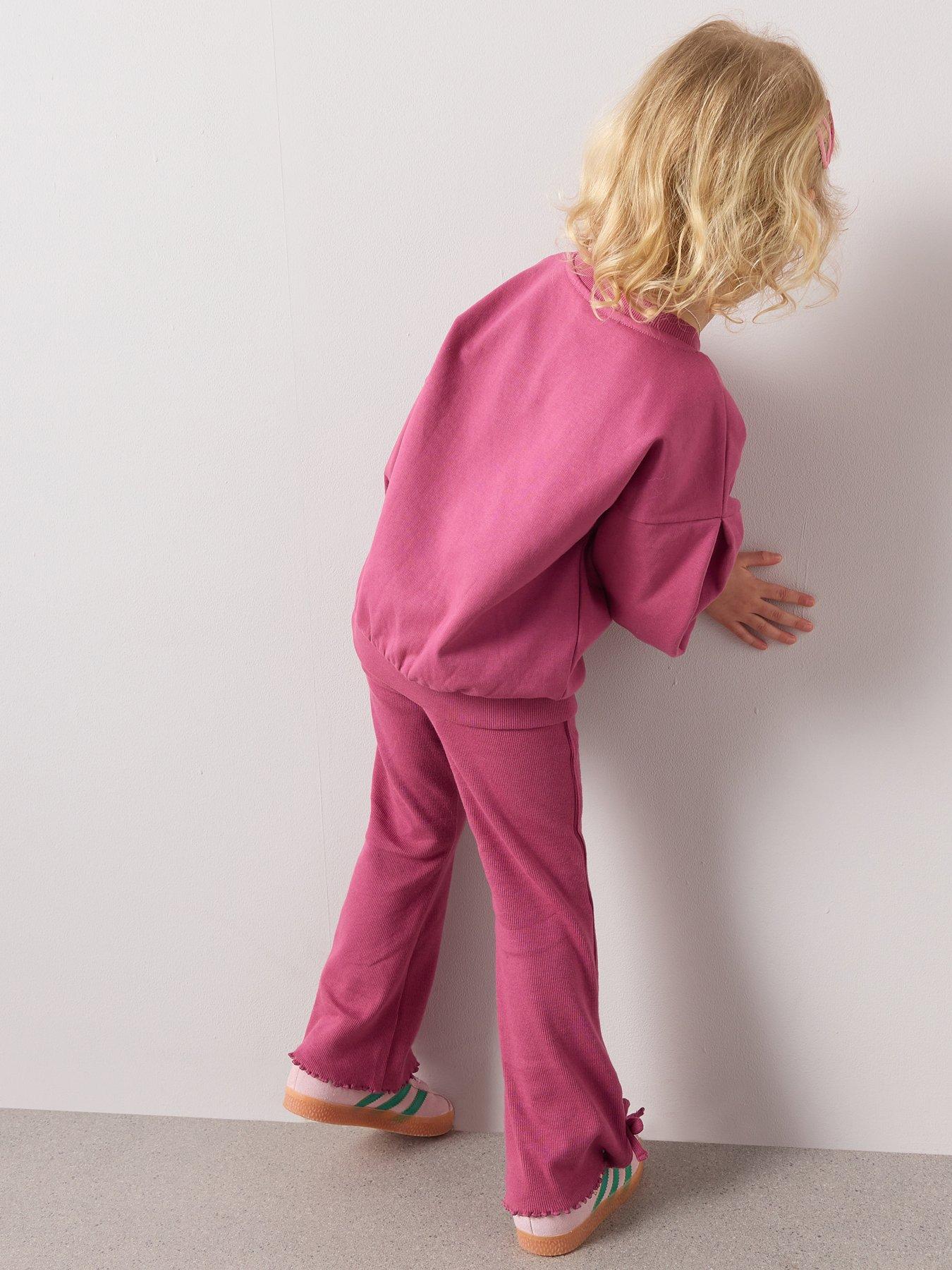 Image 2 of 7 of The Very Collection Girls Rib Bow Trim Sweat Set - Purple