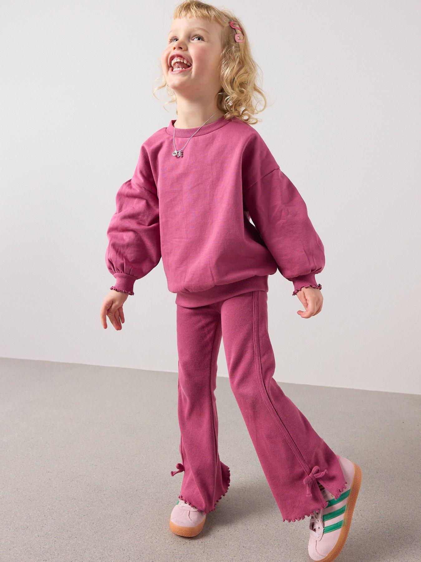 Image 3 of 7 of The Very Collection Girls Rib Bow Trim Sweat Set - Purple