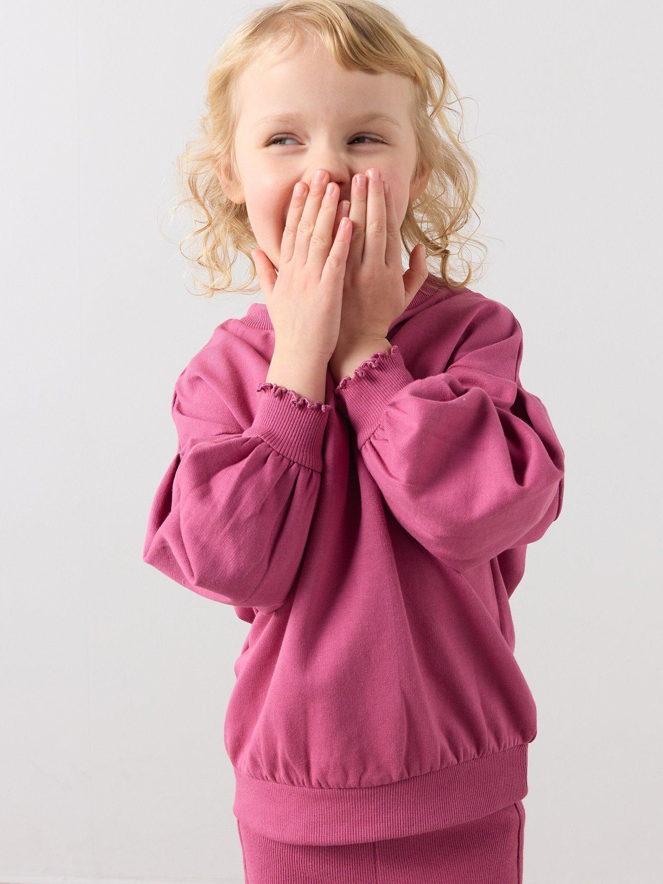 Image 5 of 7 of The Very Collection Girls Rib Bow Trim Sweat Set - Purple