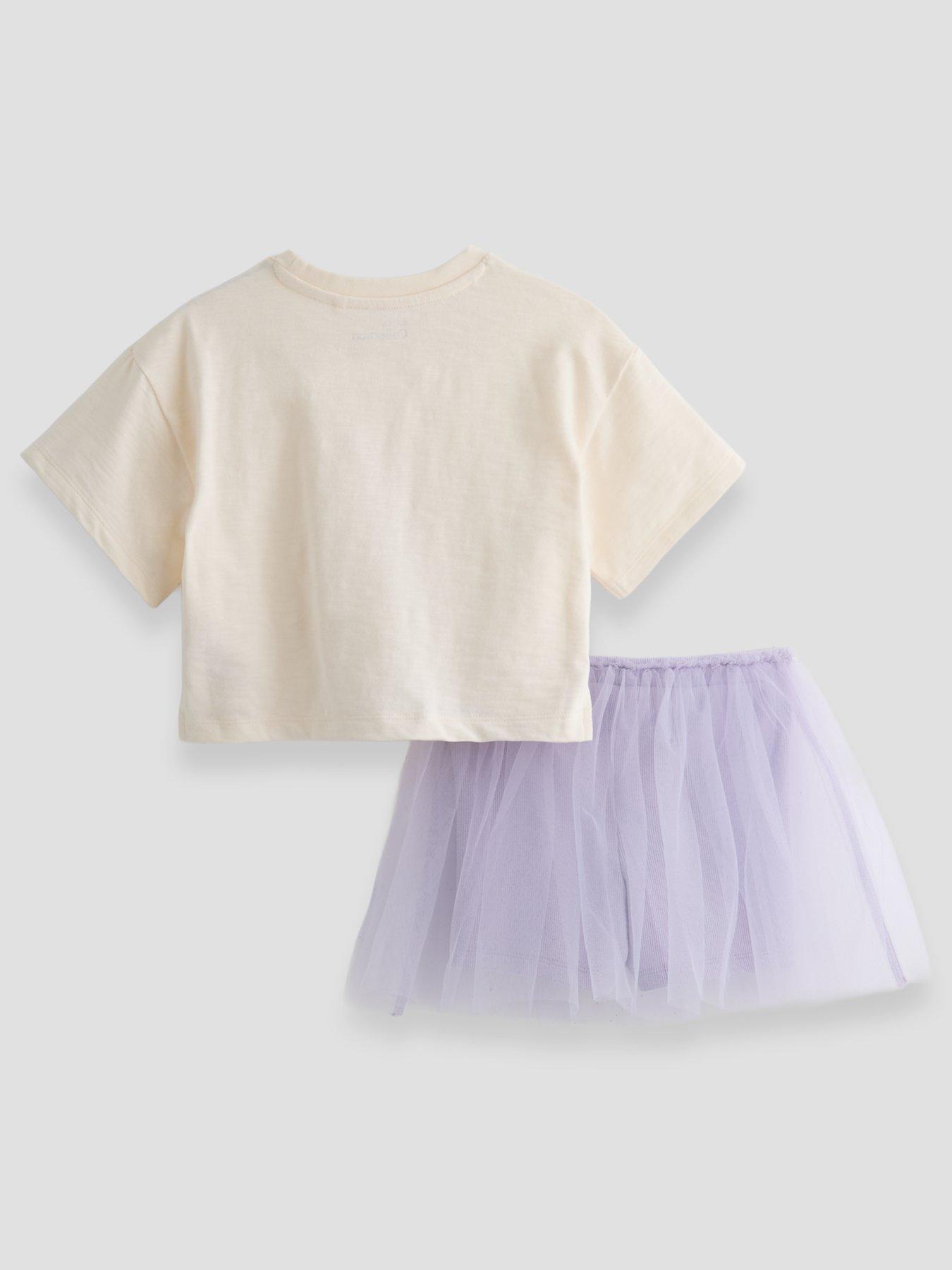 Image 2 of 6 of The Very Collection Girls Ballerina 3D T-shirt And Tulle Skort - Lilac