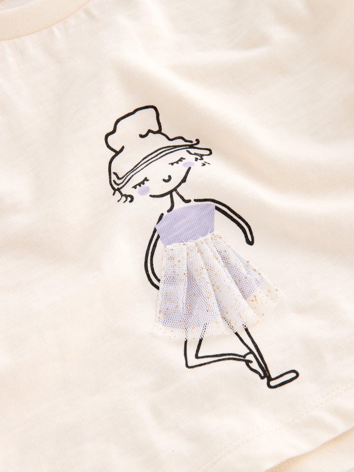 Image 4 of 6 of The Very Collection Girls Ballerina 3D T-shirt And Tulle Skort - Lilac